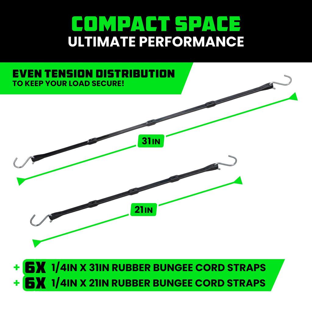 Rhino USA Bungee Cords with Hooks - Heavy Duty Outdoor Assorted