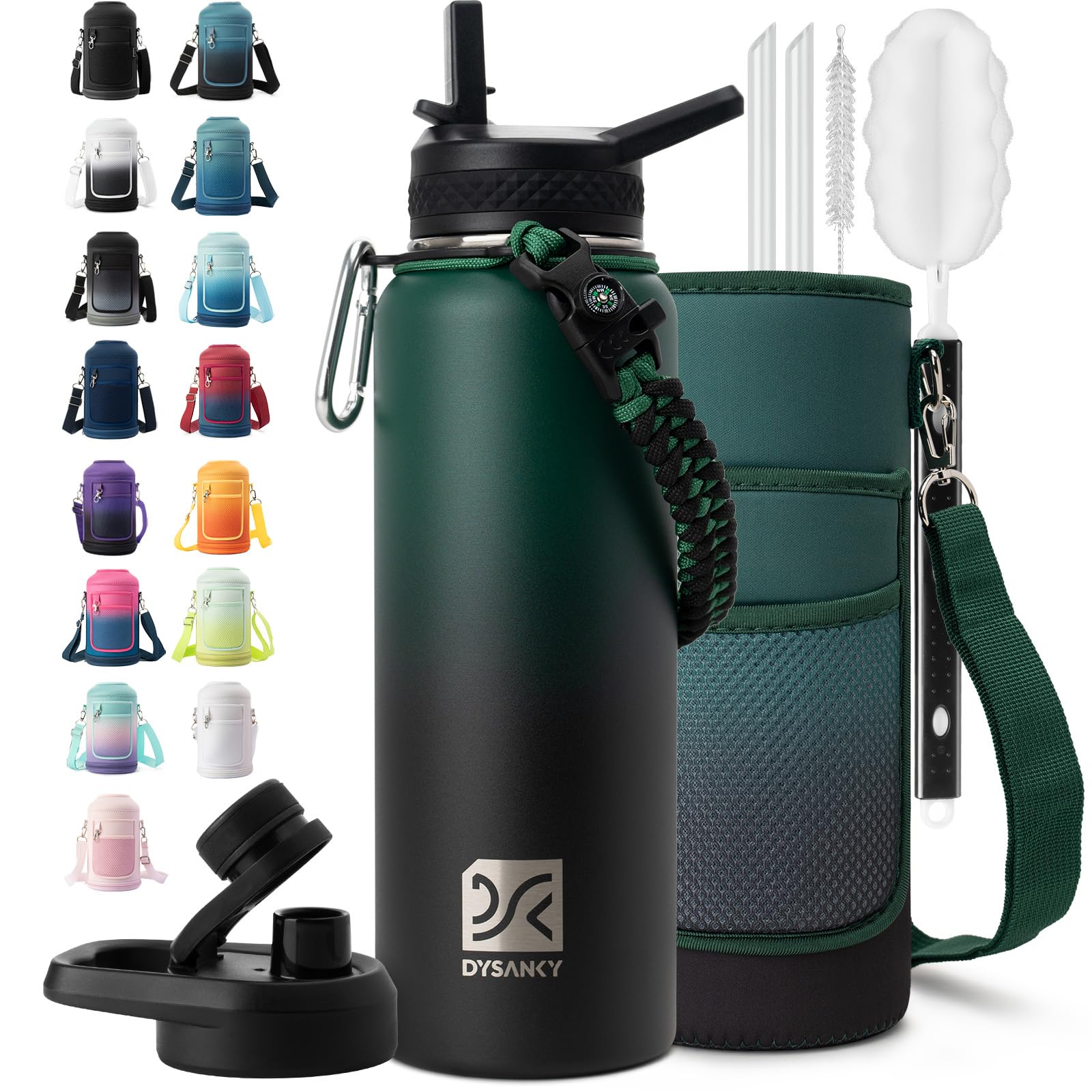 DYSANKY Insulated Water Bottle 32, 40, 64,87, 128 OZ - Multiple Insulation Vacuum Sealed - Portable Sports Metal Water Jug for Outdoor Adventure