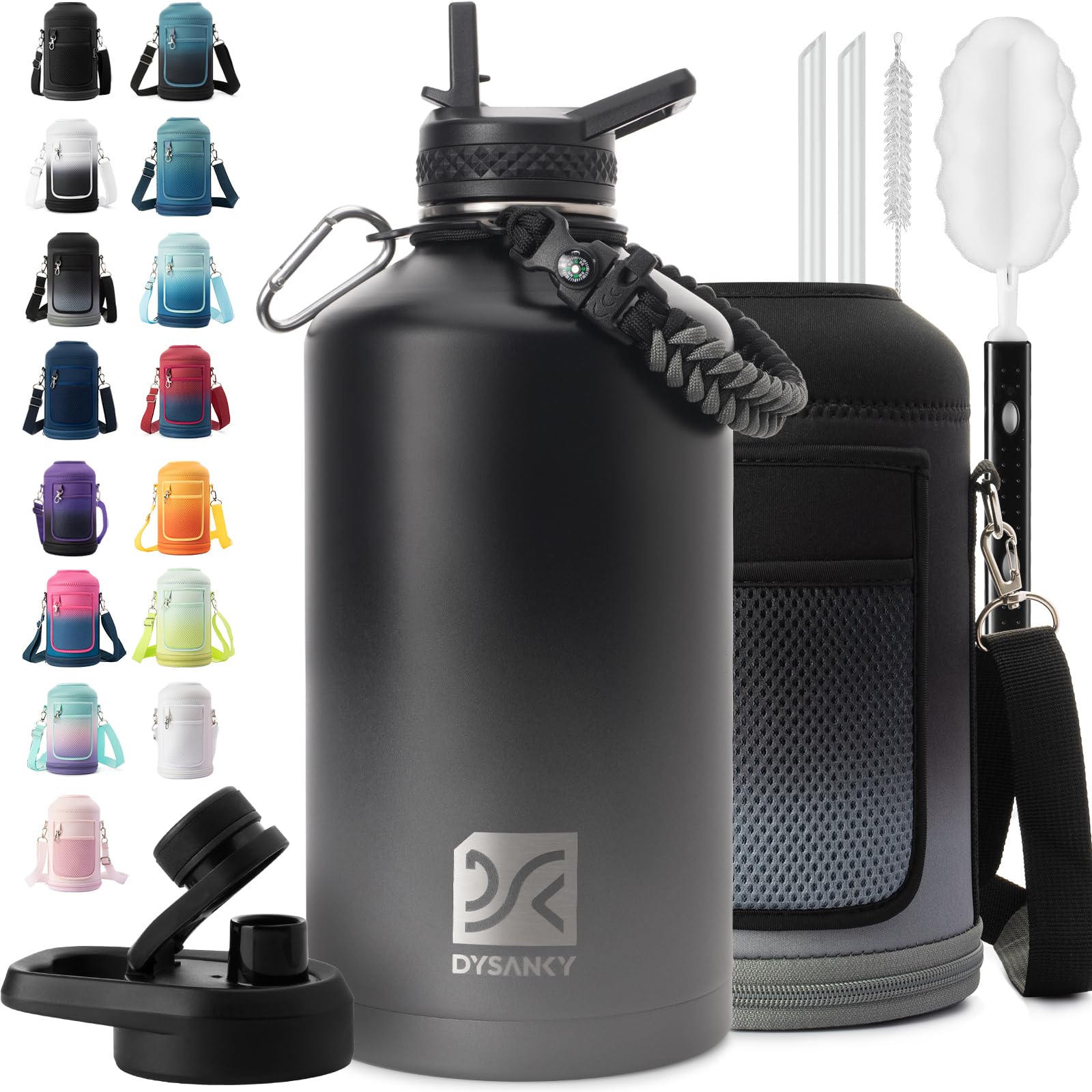 DYSANKY Insulated Water Bottle 32, 40, 64,87, 128 OZ - Multiple Insulation Vacuum Sealed - Portable Sports Metal Water Jug for Outdoor Adventure