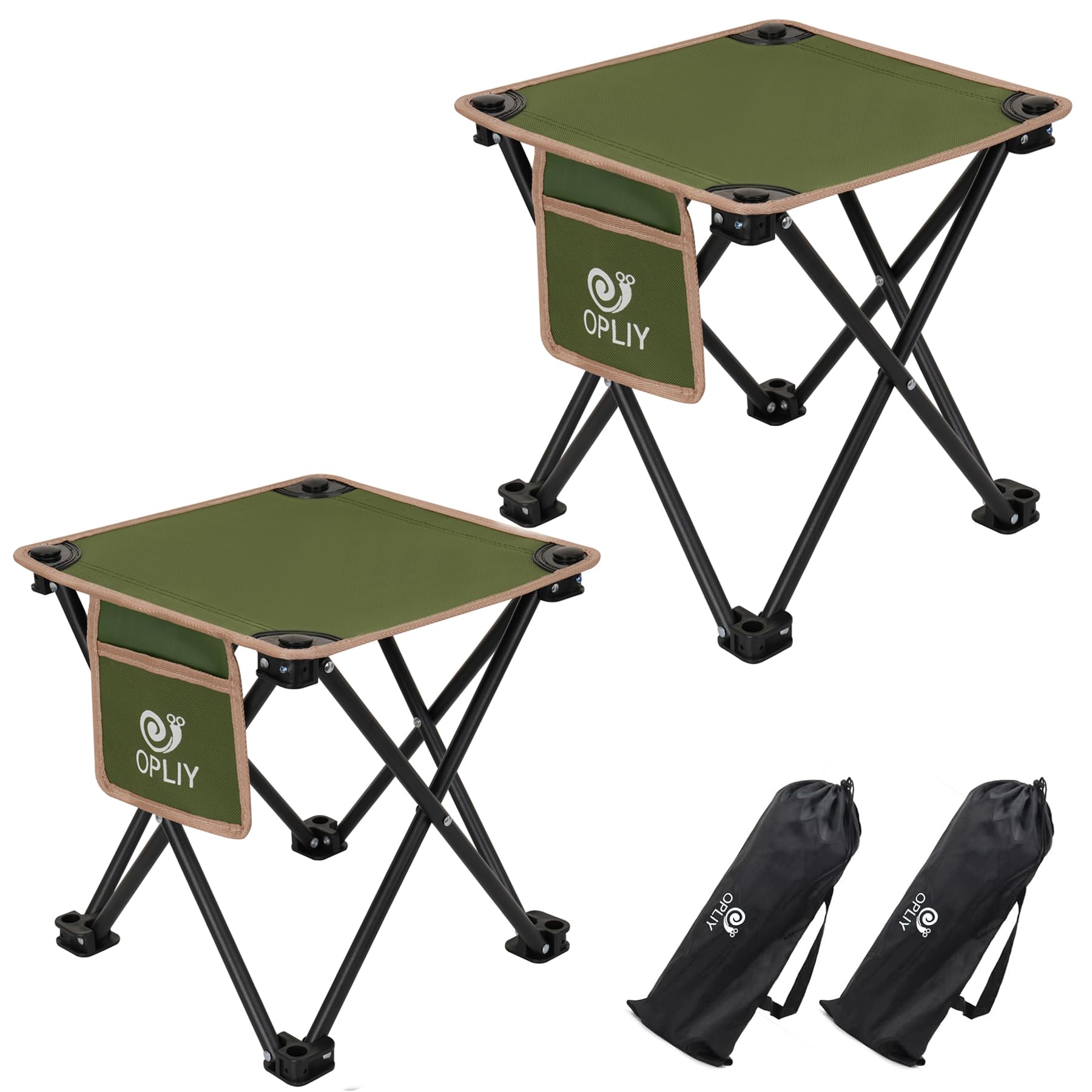 Opliy Camping Stool 2 Pack,13 Inch Portable Folding Stool for Outdoor Gardening and Beach Hiking Fishing,Foot Stool with Carry Bag