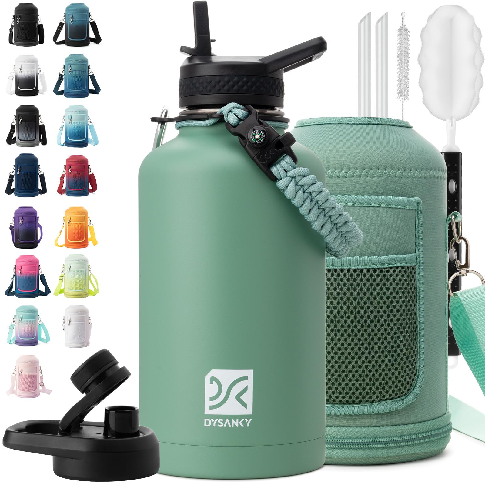 DYSANKY Insulated Water Bottle 32, 40, 64,87, 128 OZ - Multiple Insulation Vacuum Sealed - Portable Sports Metal Water Jug for Outdoor Adventure