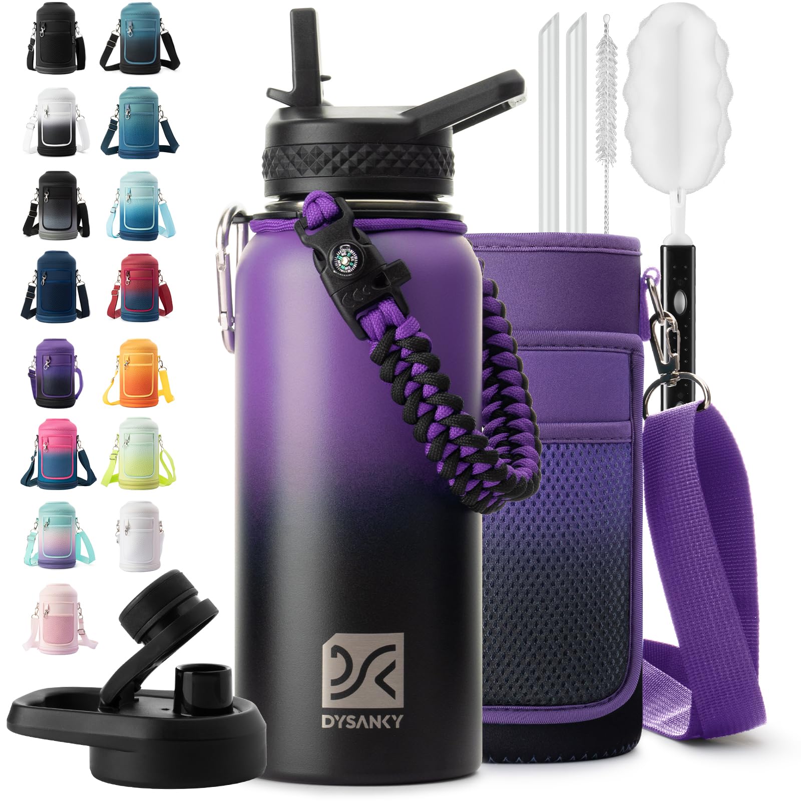 DYSANKY Insulated Water Bottle 32, 40, 64,87, 128 OZ - Multiple Insulation Vacuum Sealed - Portable Sports Metal Water Jug for Outdoor Adventure