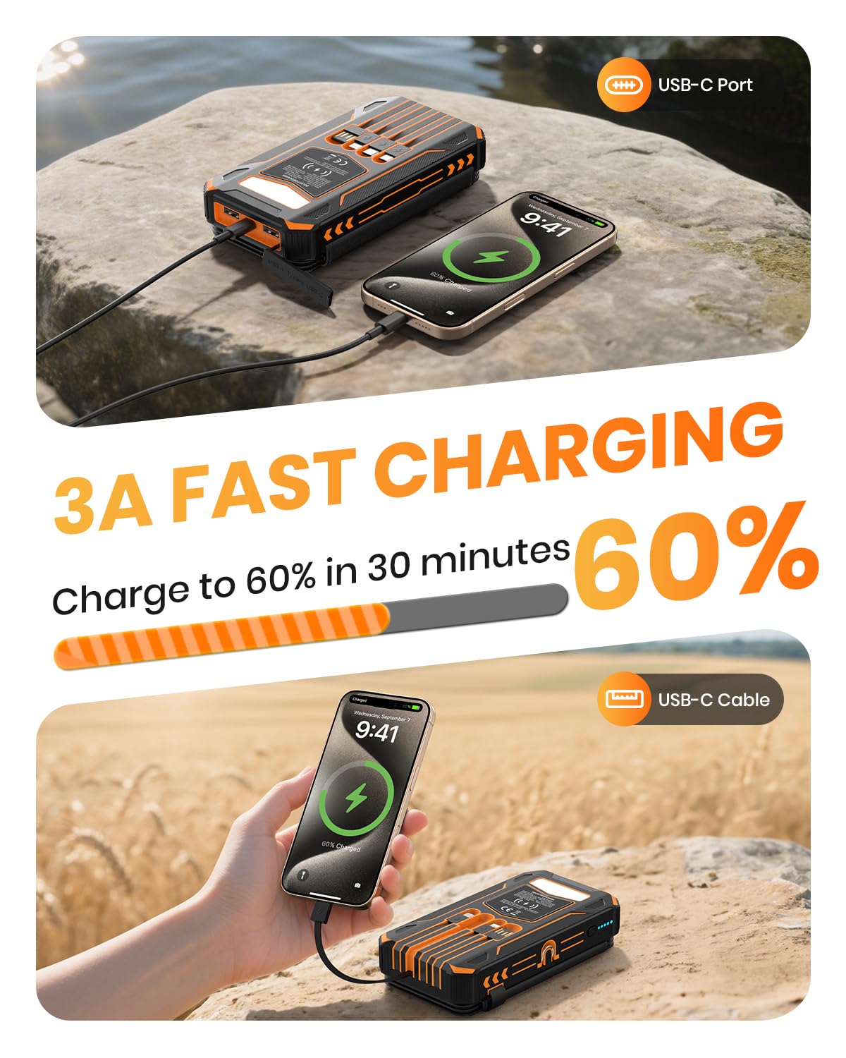 SOARAISE Solar Charger Power Bank 48000mAh Wireless Portable Charger