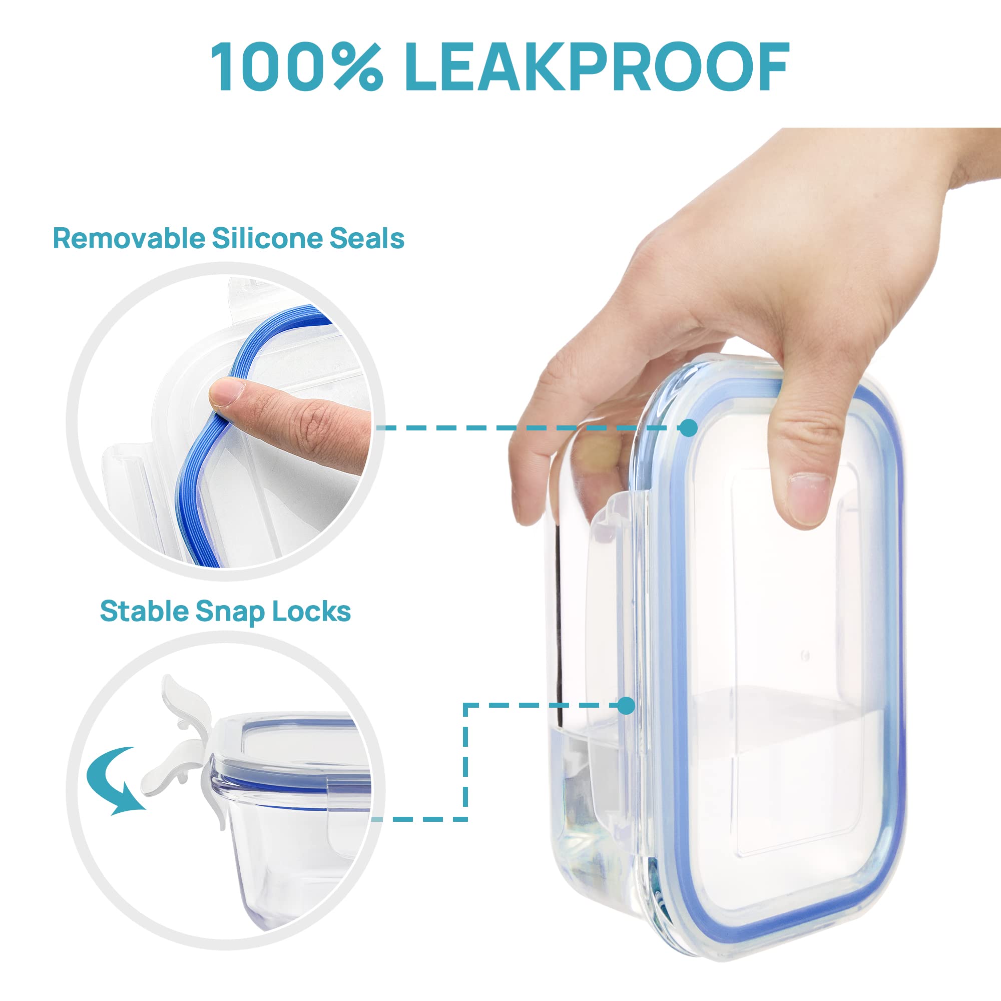 Vtopmart 8 Pack Glass Food Storage Containers with Lids