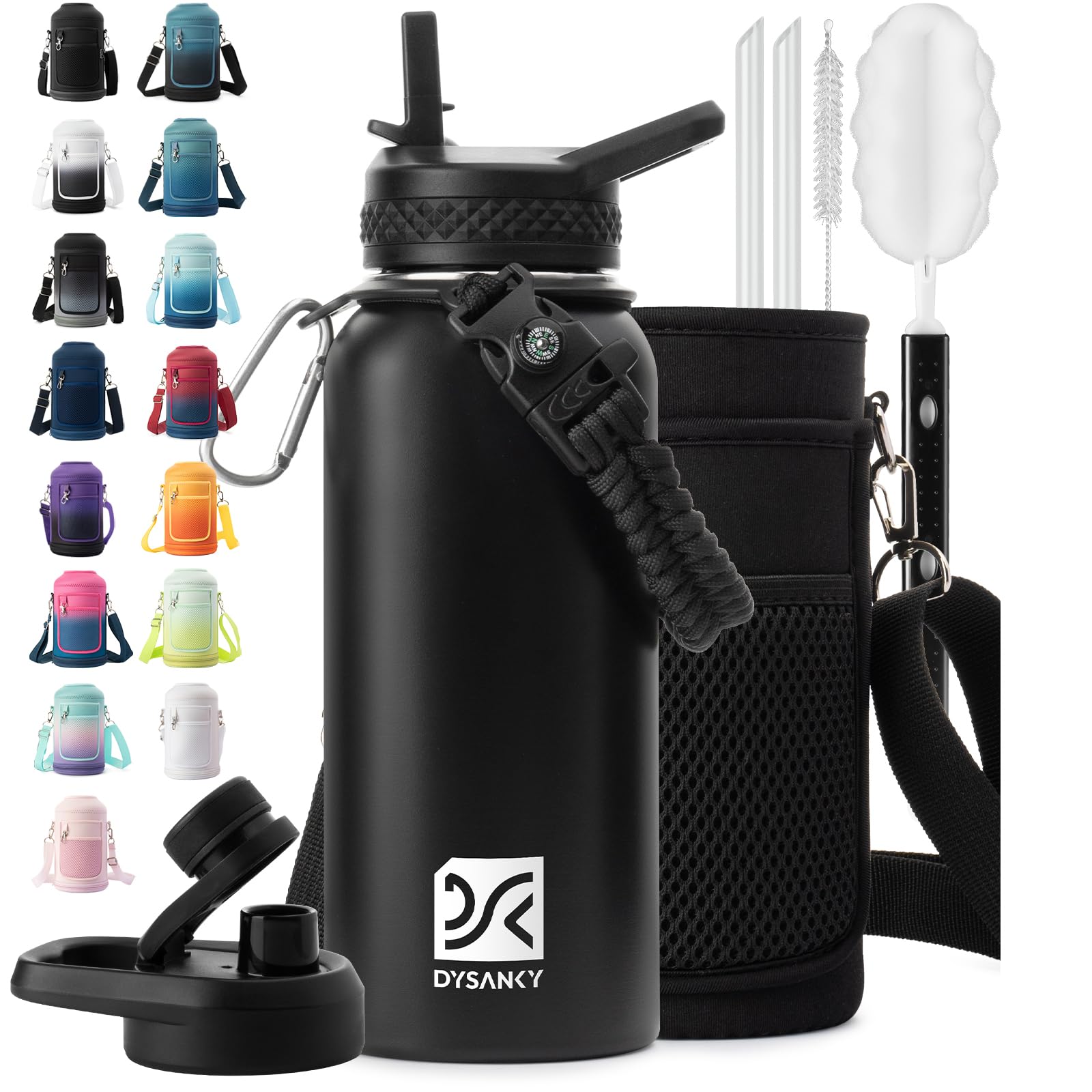 DYSANKY Insulated Water Bottle 32, 40, 64,87, 128 OZ - Multiple Insulation Vacuum Sealed - Portable Sports Metal Water Jug for Outdoor Adventure