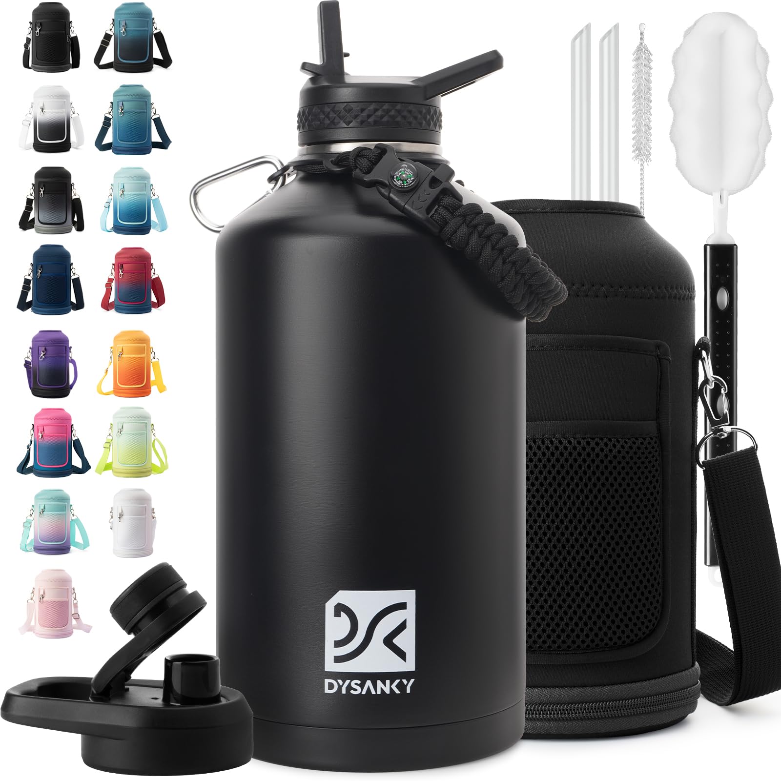 DYSANKY Insulated Water Bottle 32, 40, 64,87, 128 OZ - Multiple Insulation Vacuum Sealed - Portable Sports Metal Water Jug for Outdoor Adventure