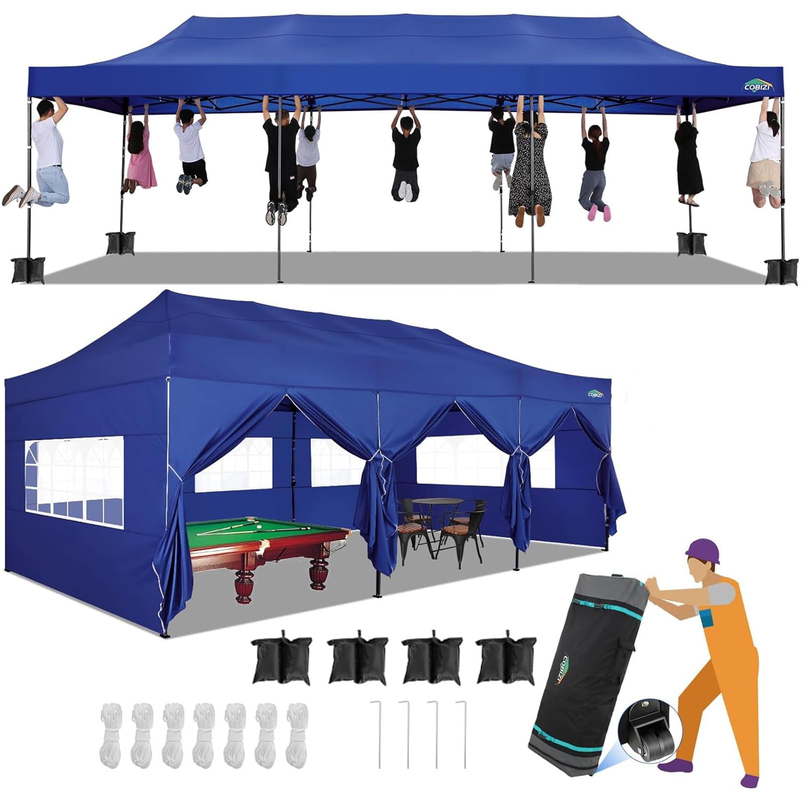 COBIZI Heavy Duty Pop up Canopy Tent with Sidewalls Commercial Canopy