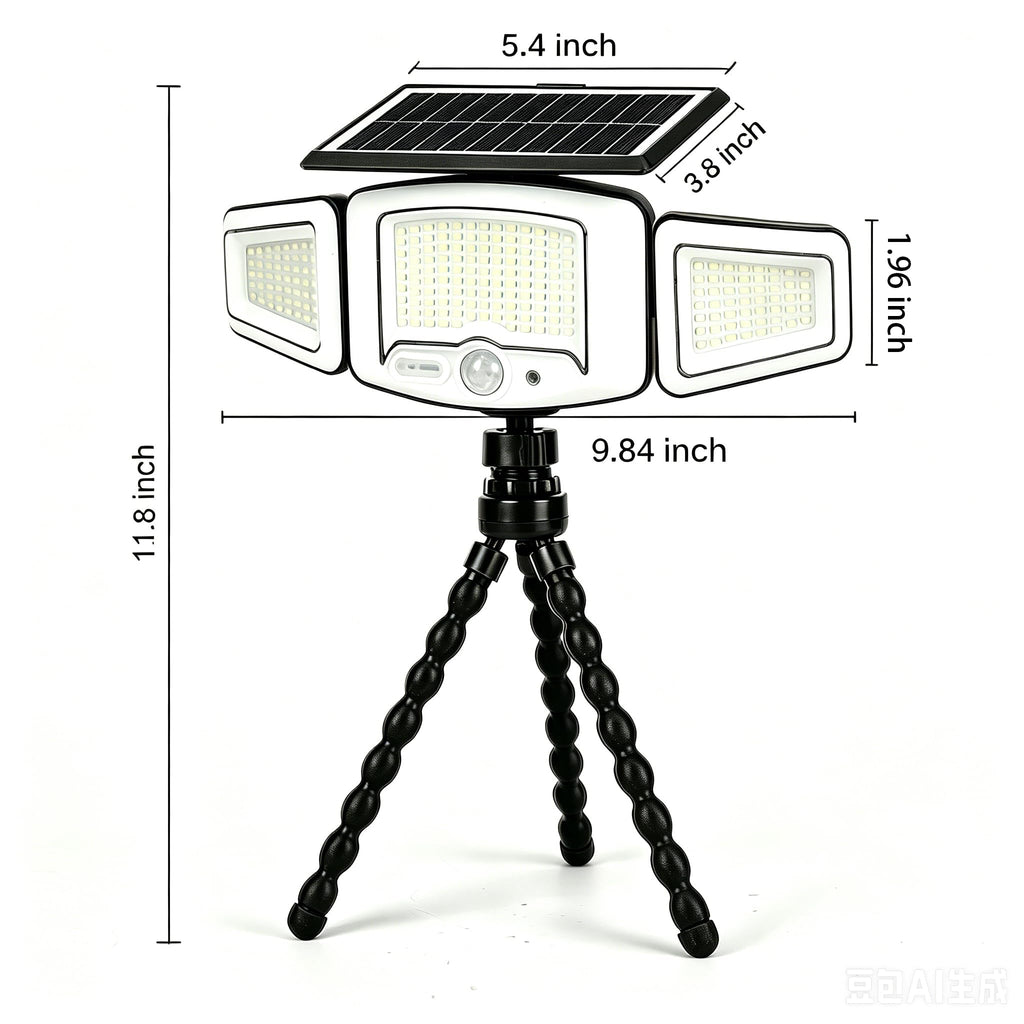 Solar Motion Sensor Light Outdoor Flexible Octopus Tripod, Clip On Solar Lights IP65 Waterproof 360° Rotate, 231 LED 1200LM USB & Solar Powered Security Lights for Fence, Pole, Trees, Garden, Camping