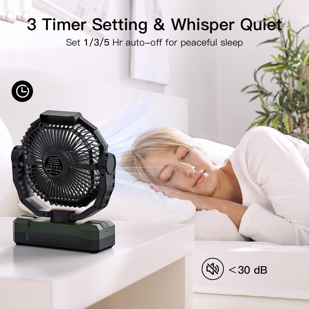 FRIZCOL 3-in-1 Camping Fan - Portable Fans Rechargeable - 24000mAh Battery Powered Fan with Light & Remote for Indoor, Outdoor, Tent, Travel, Fishing, Jobsite, Gifts for Men Dad Him
