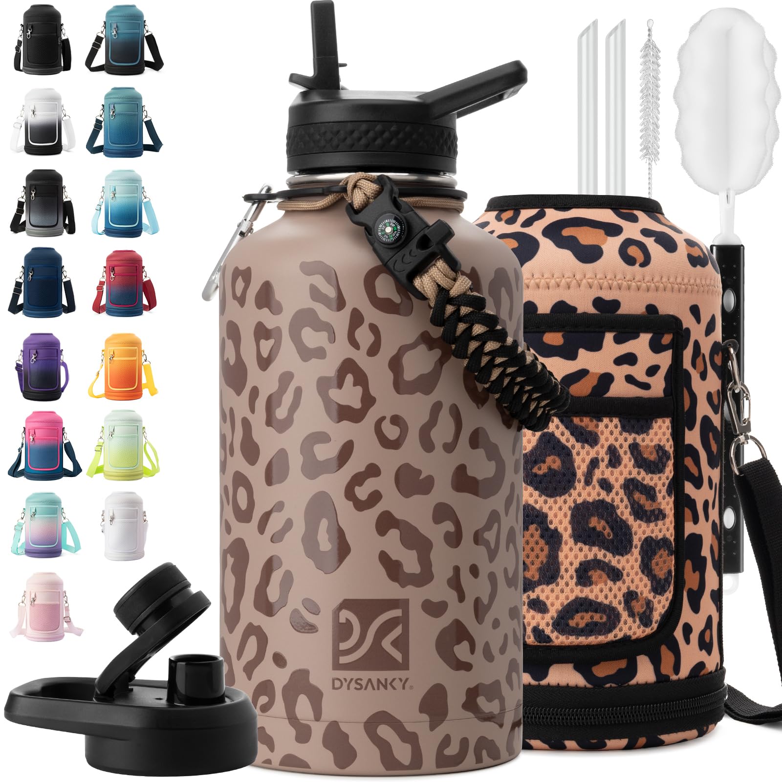 DYSANKY Insulated Water Bottle 32, 40, 64,87, 128 OZ - Multiple Insulation Vacuum Sealed - Portable Sports Metal Water Jug for Outdoor Adventure