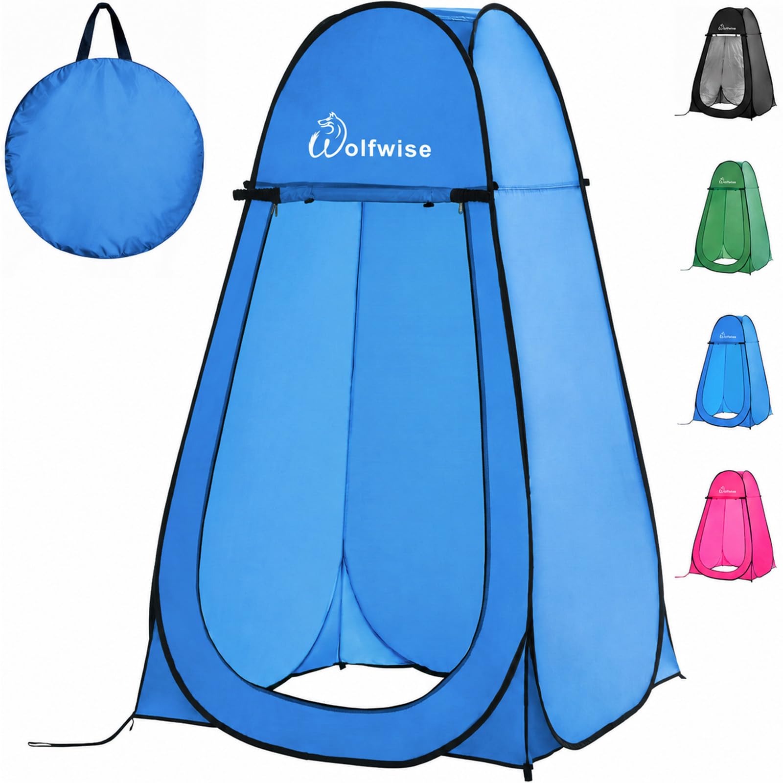 Wolfwise Pop Up Shower Tent for Camping Essentials, Portable Instant Changing Tent with Ventilation Window & Carry Bag, Privacy Dressing Room Bathroom Toilet for Beach, Outdoor