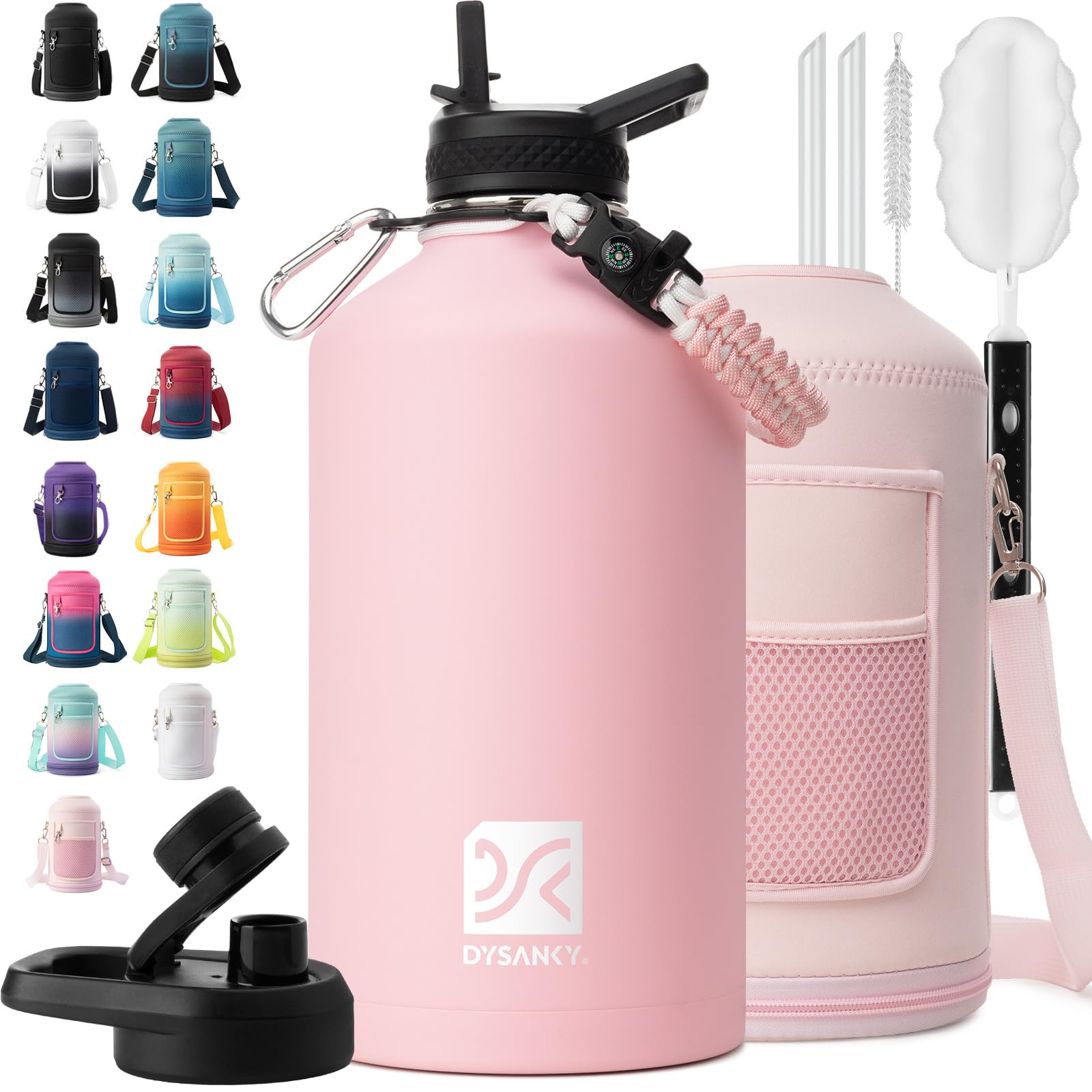 DYSANKY Insulated Water Bottle 32, 40, 64,87, 128 OZ - Multiple Insulation Vacuum Sealed - Portable Sports Metal Water Jug for Outdoor Adventure