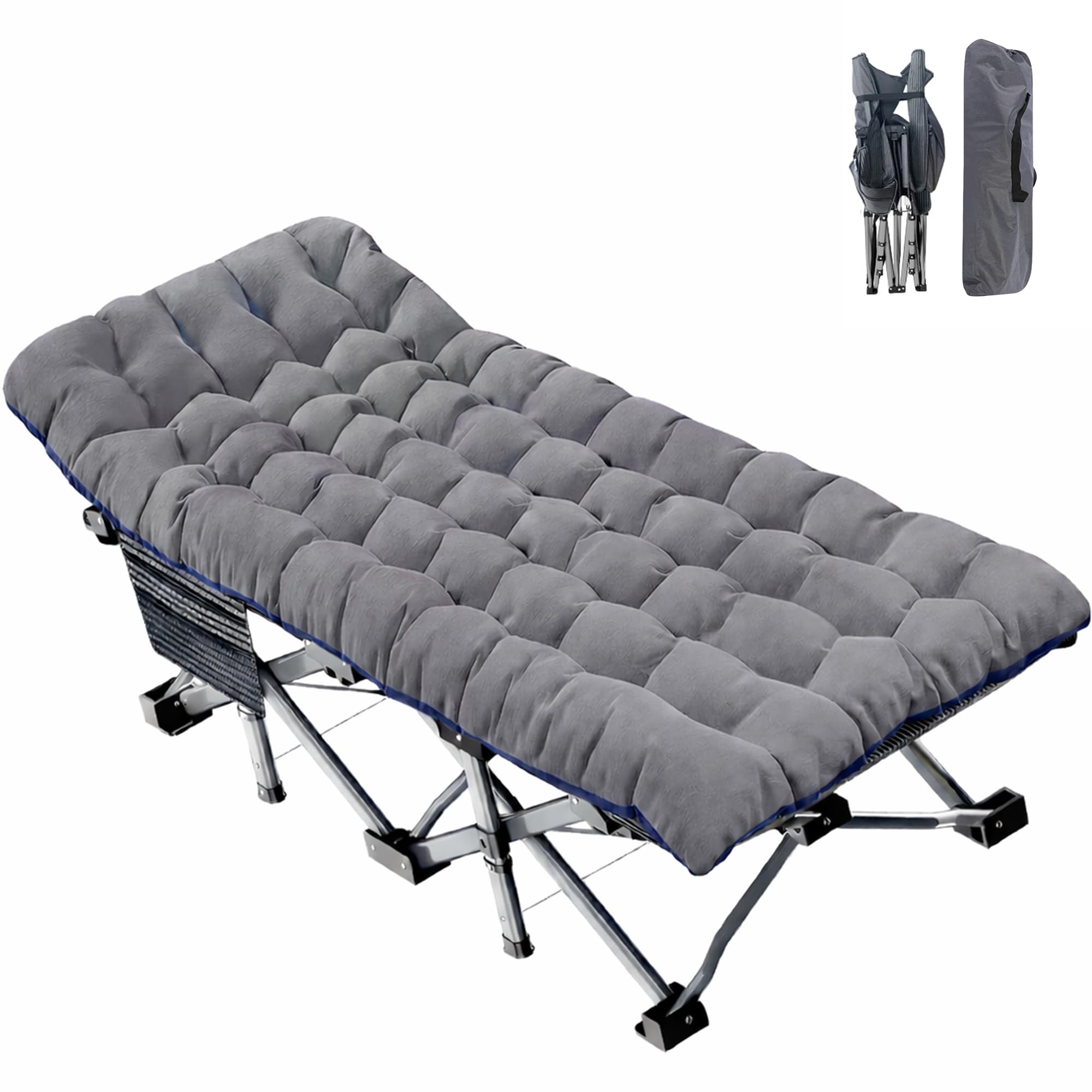 Heavy-Duty Folding Camping Cot with Mat for Adults