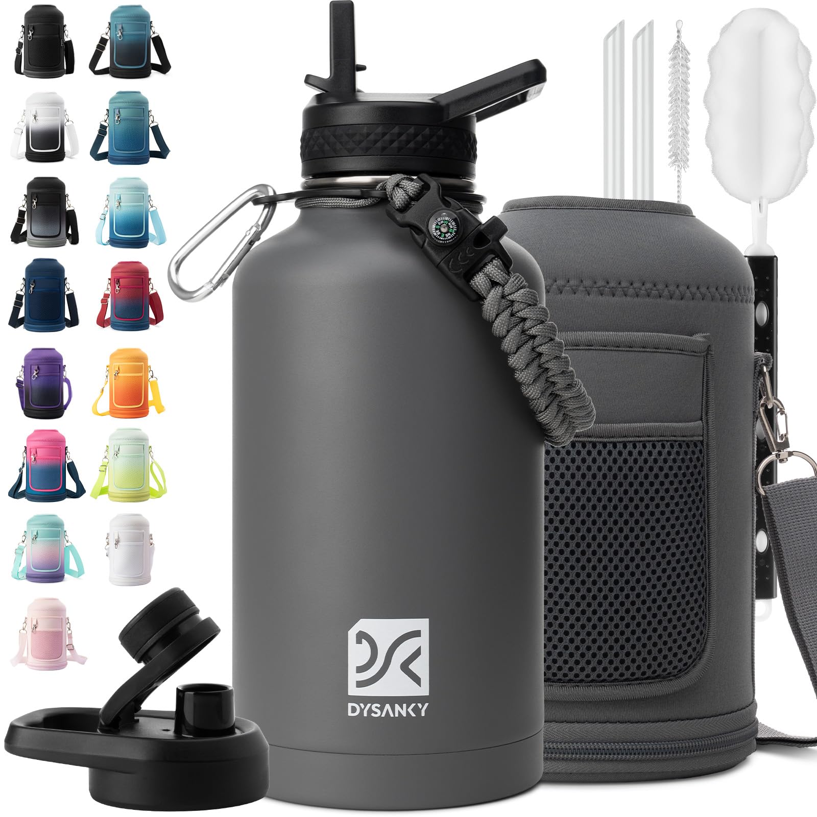 DYSANKY Insulated Water Bottle 32, 40, 64,87, 128 OZ - Multiple Insulation Vacuum Sealed - Portable Sports Metal Water Jug for Outdoor Adventure