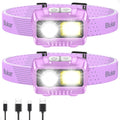 Blukar LED Headlamp Rechargeable, High Lumen Super Bright Dimmable Headlight Flashlight with Motion Sensor- 8 Modes,Spotlight&Floodlight,IPX5 Waterproof for Camping,Hiking,Running,Fishing -2 Pack