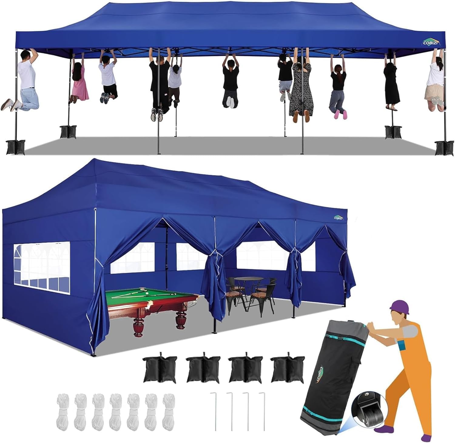 COBIZI Heavy Duty Pop up Canopy Tent with Sidewalls Commercial Canopy