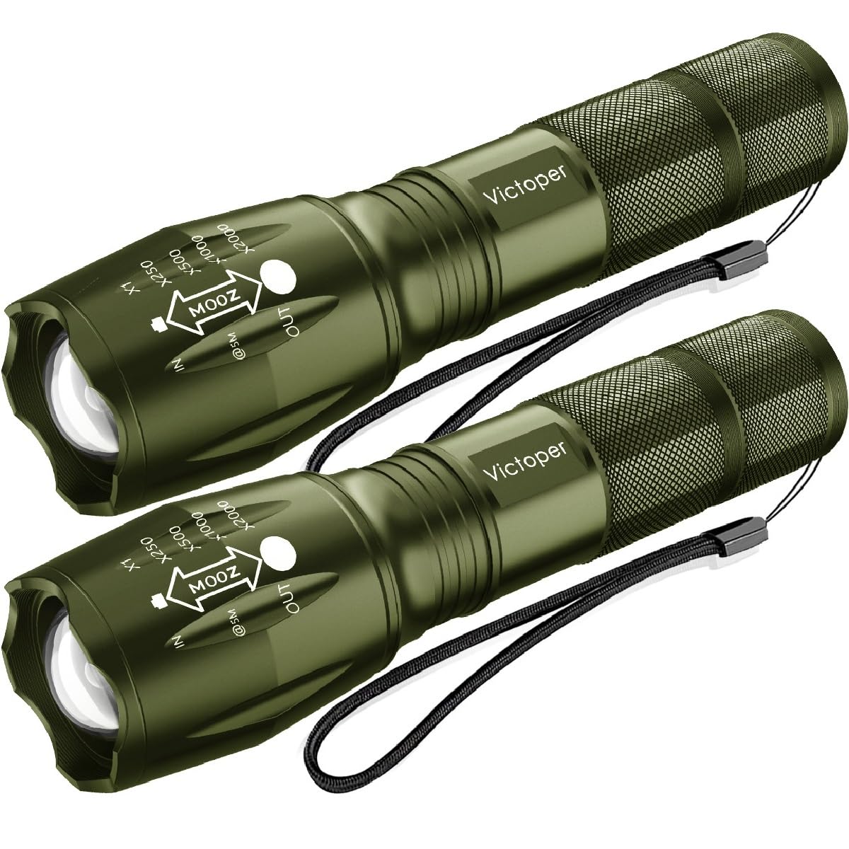 Victoper LED Flashlight 2 Pack, Bright Tactical Torch High Lumens 5 Modes, Waterproof Zoomable Flash Light for Outdoor, Birthday Gifts for Men, Dorm Room Hiking Camping Essentials Gear for Guys