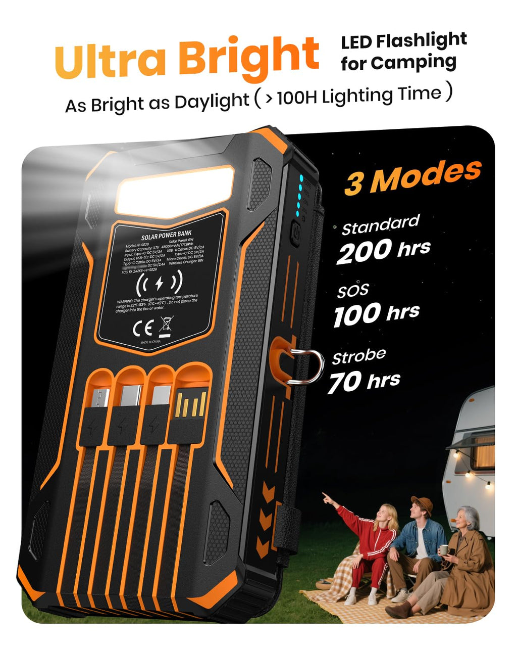 SOARAISE Solar Charger Power Bank 48000mAh Wireless Portable Charger
