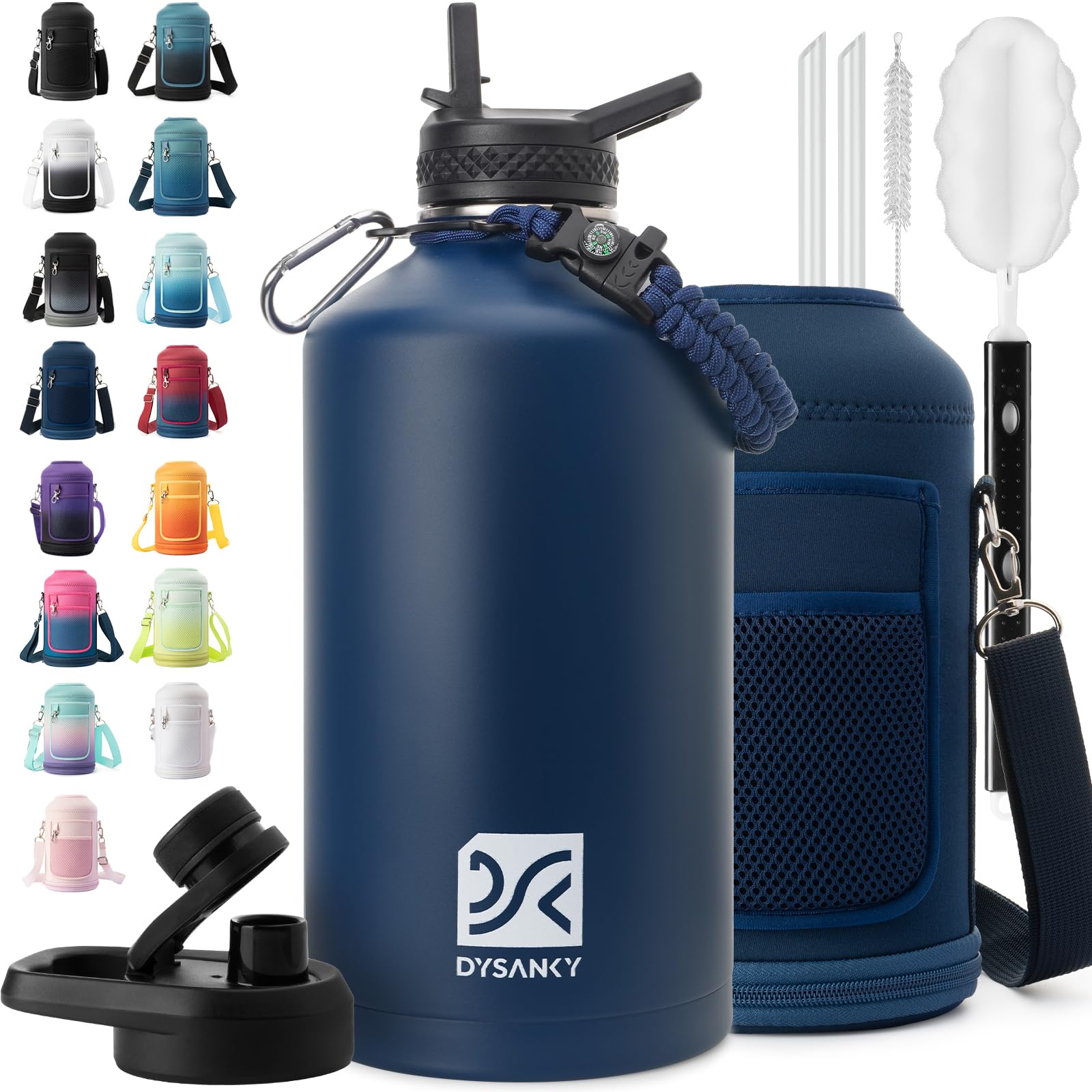 DYSANKY Insulated Water Bottle 32, 40, 64,87, 128 OZ - Multiple Insulation Vacuum Sealed - Portable Sports Metal Water Jug for Outdoor Adventure