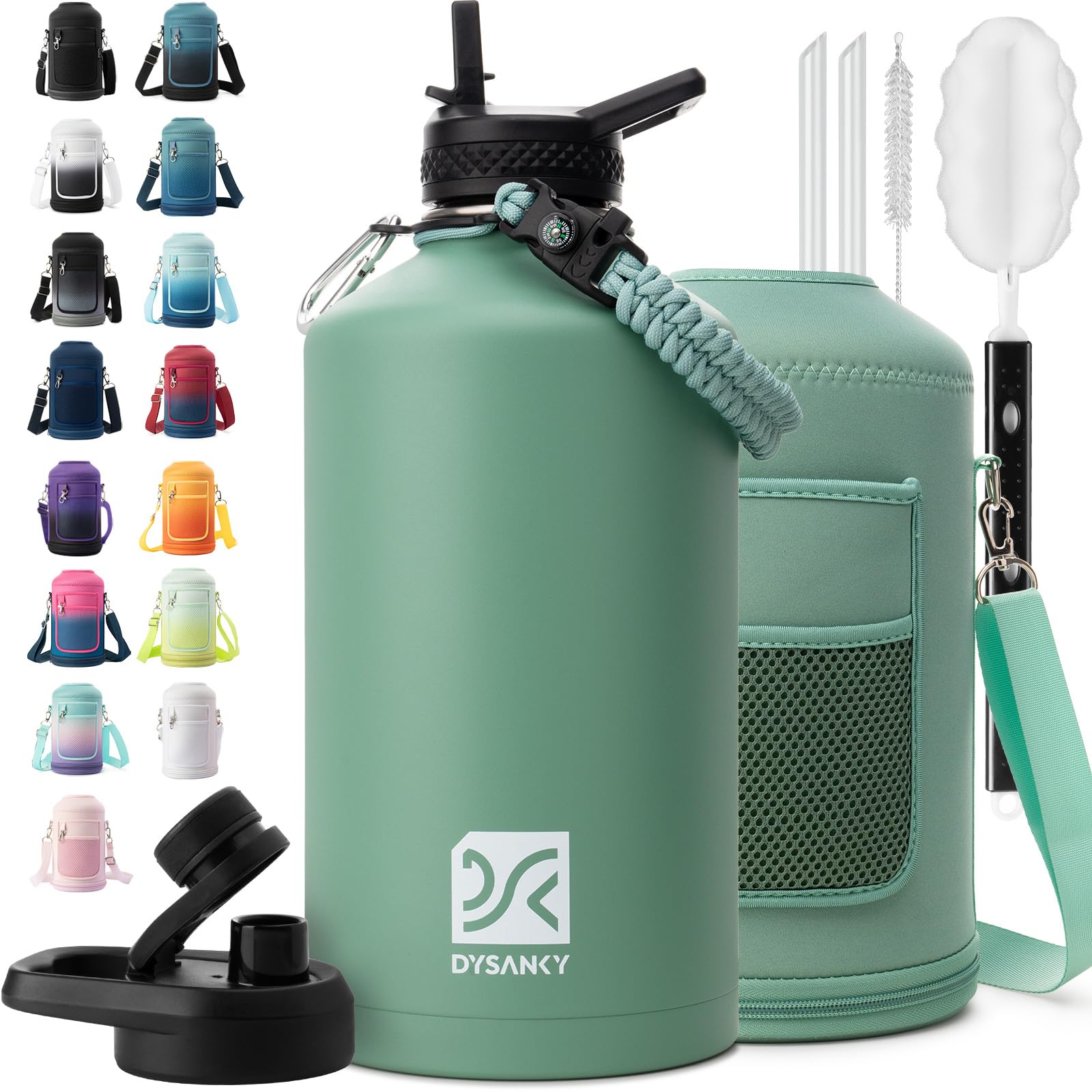 DYSANKY Insulated Water Bottle 32, 40, 64,87, 128 OZ - Multiple Insulation Vacuum Sealed - Portable Sports Metal Water Jug for Outdoor Adventure