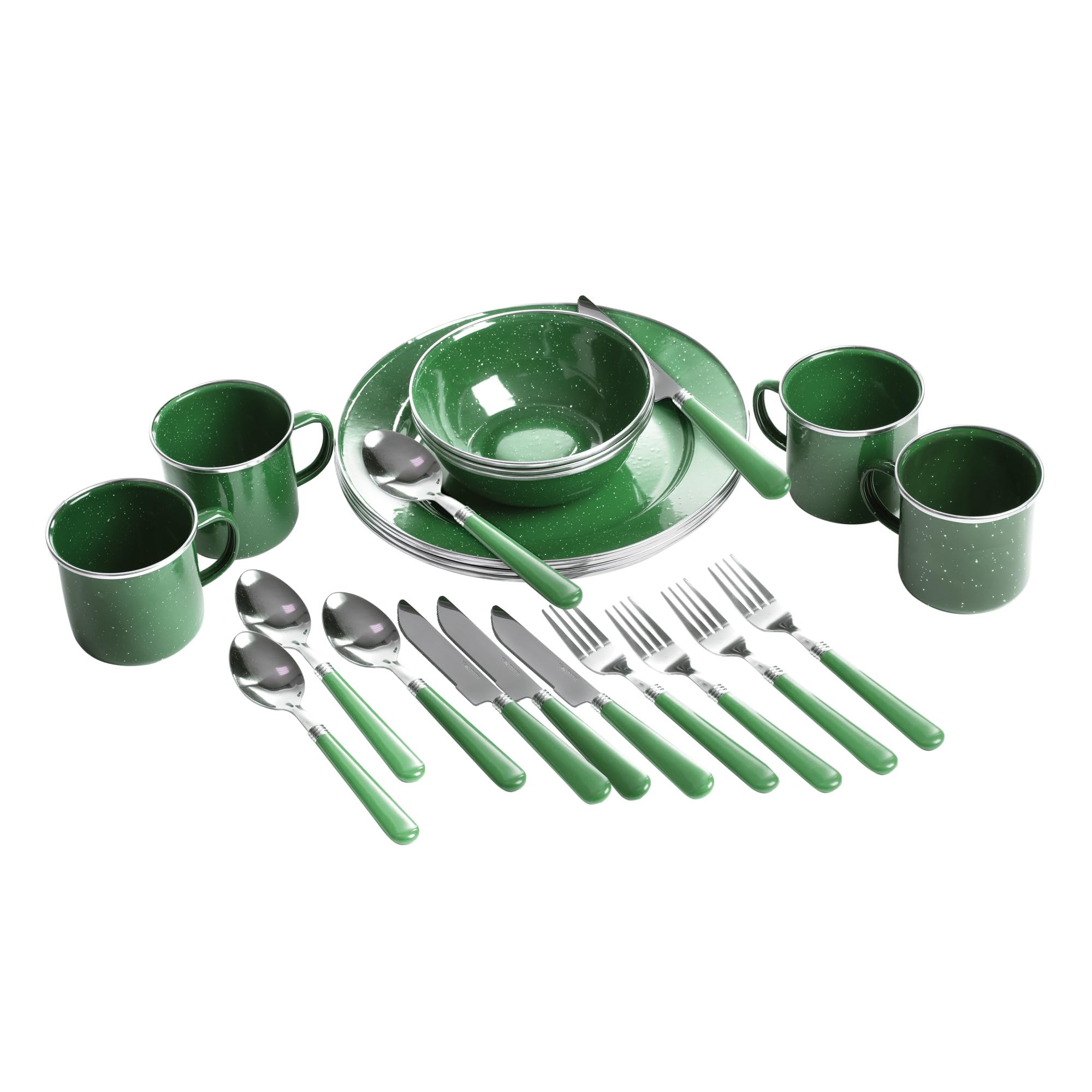 24-Piece Enamel Camping Tableware Set for Four People