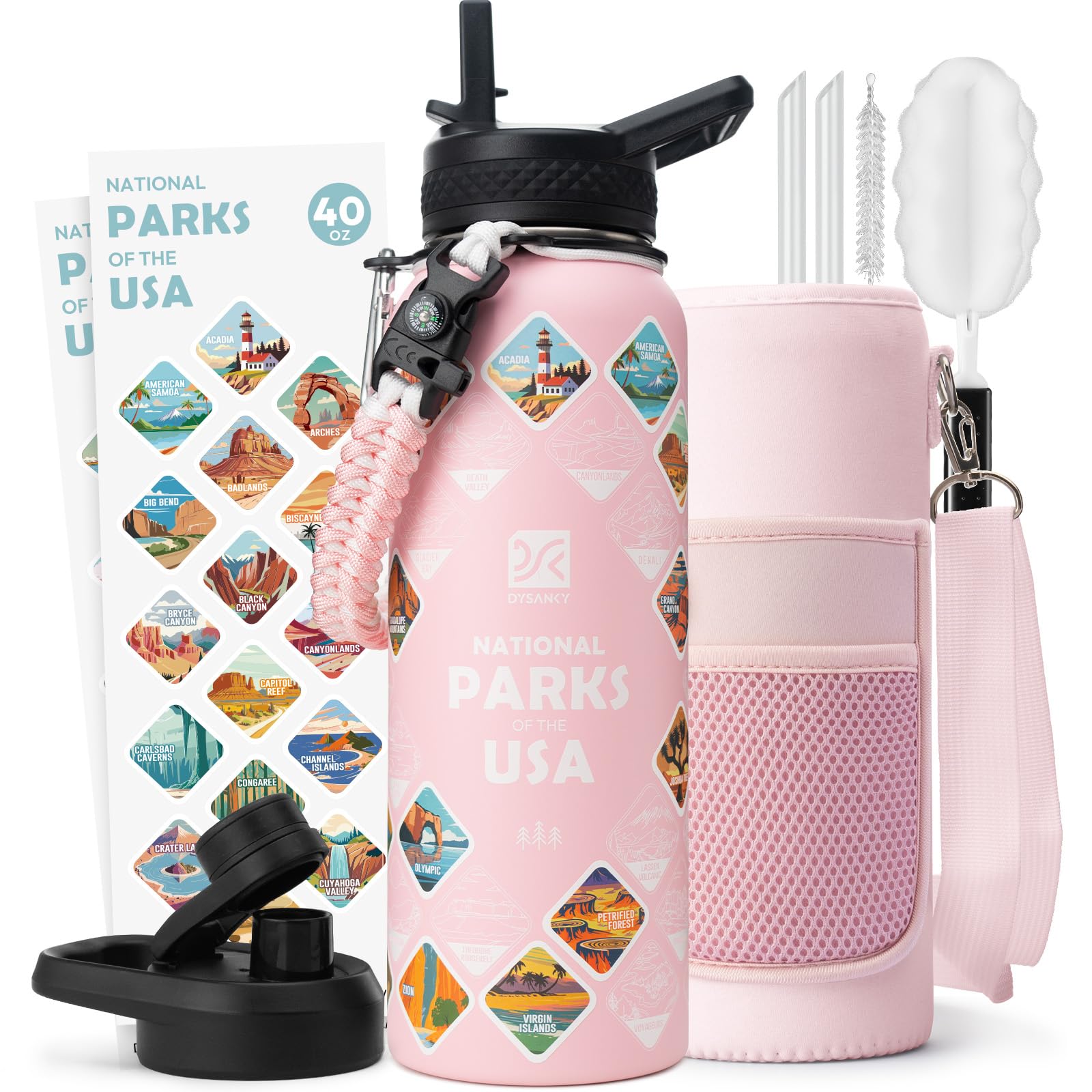 DYSANKY Insulated Water Bottle 32, 40, 64,87, 128 OZ - Multiple Insulation Vacuum Sealed - Portable Sports Metal Water Jug for Outdoor Adventure