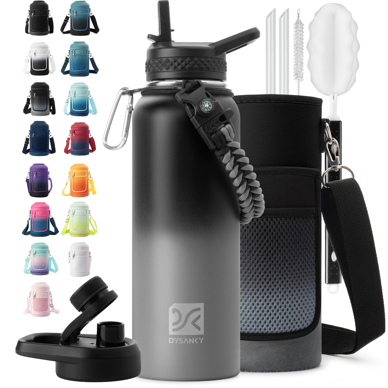 DYSANKY Insulated Water Bottle 32, 40, 64,87, 128 OZ - Multiple Insulation Vacuum Sealed - Portable Sports Metal Water Jug for Outdoor Adventure