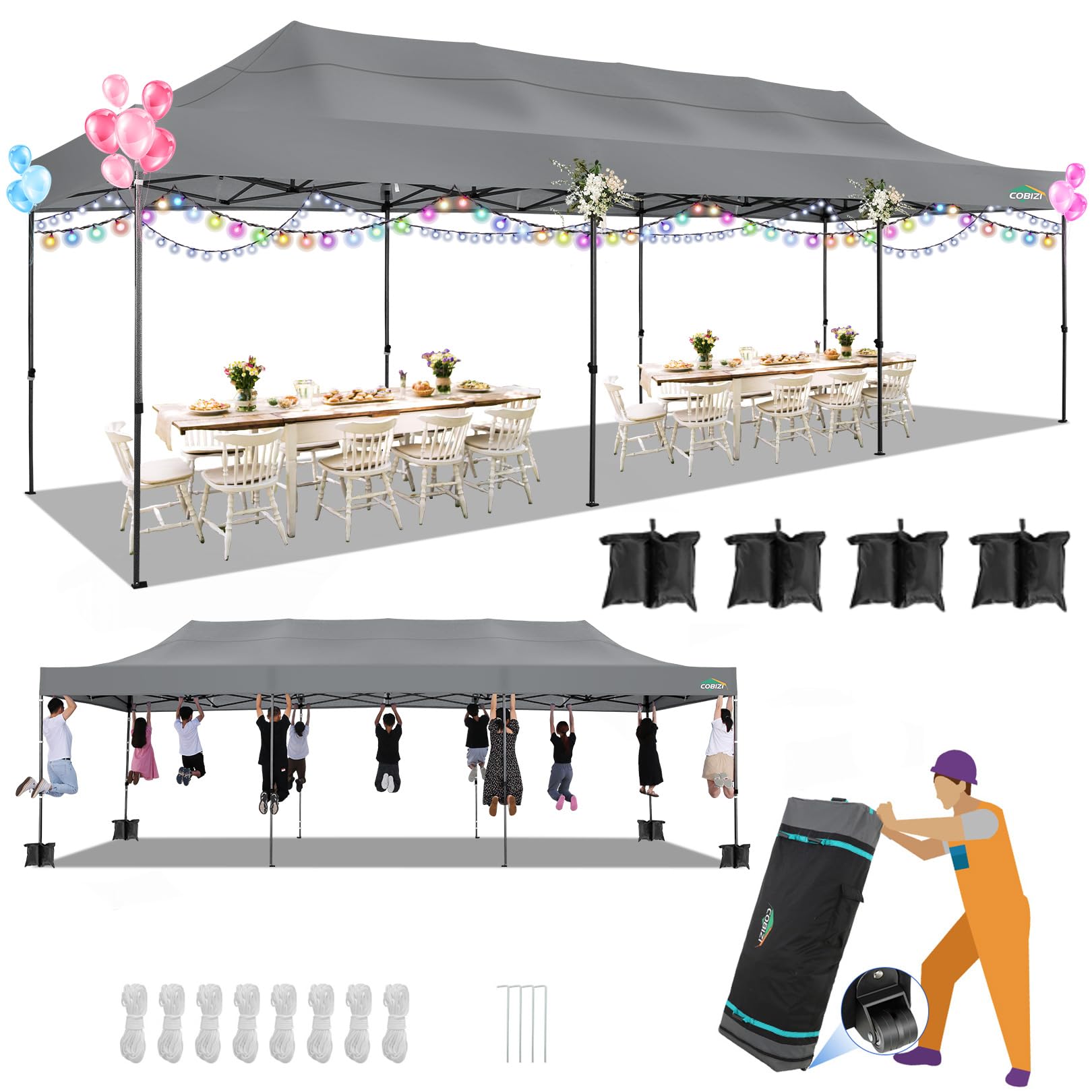 COBIZI Heavy Duty Pop up Canopy Tent with Sidewalls Commercial Canopy