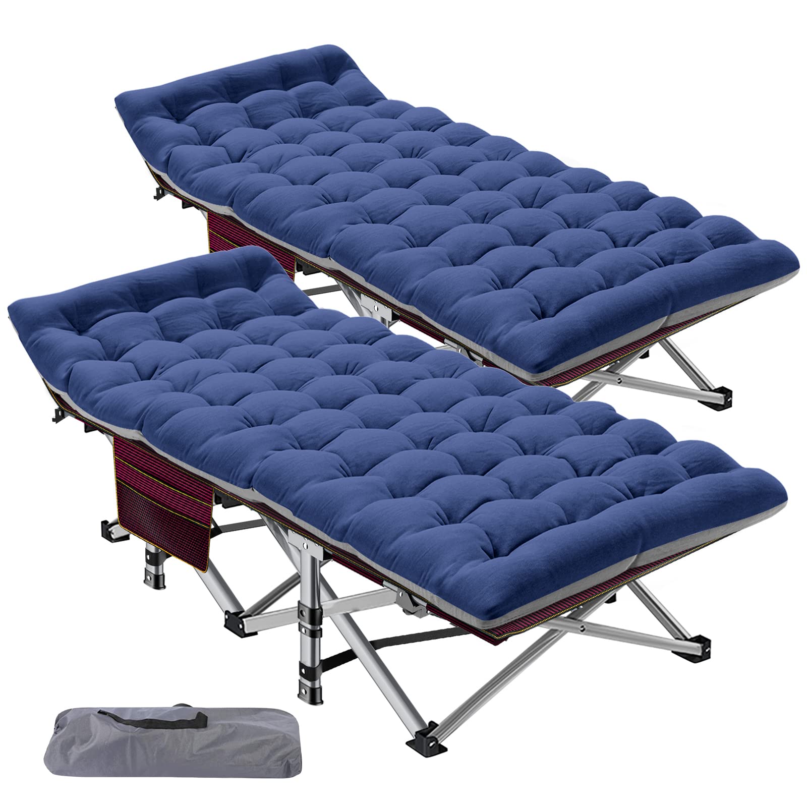 Heavy-Duty Folding Camping Cot with Mat for Adults