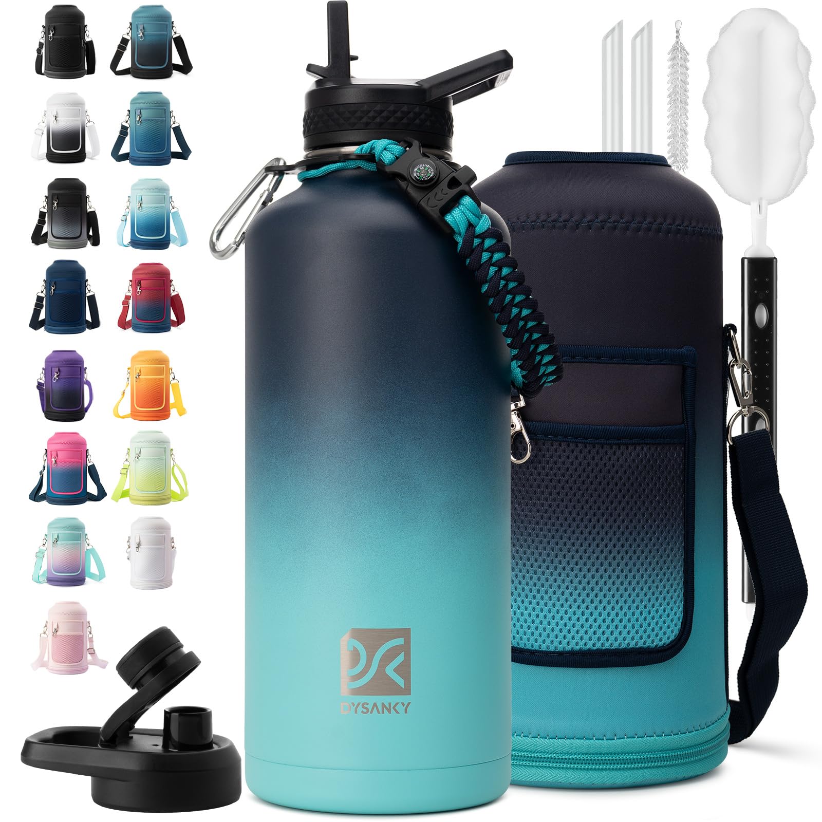 DYSANKY Insulated Water Bottle 32, 40, 64,87, 128 OZ - Multiple Insulation Vacuum Sealed - Portable Sports Metal Water Jug for Outdoor Adventure