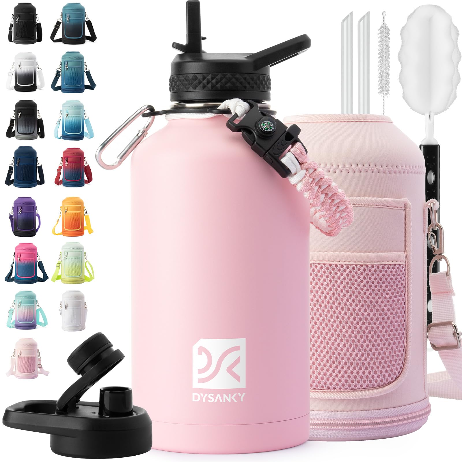 DYSANKY Insulated Water Bottle 32, 40, 64,87, 128 OZ - Multiple Insulation Vacuum Sealed - Portable Sports Metal Water Jug for Outdoor Adventure