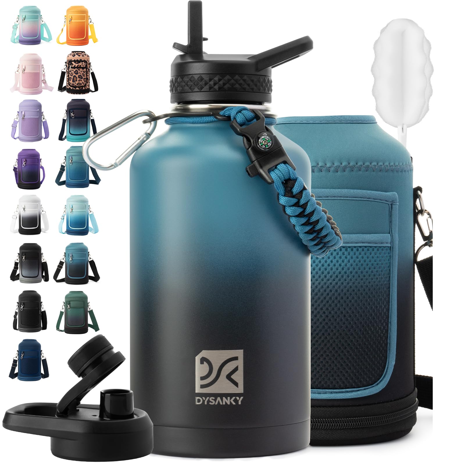 DYSANKY Insulated Water Bottle 32, 40, 64,87, 128 OZ - Multiple Insulation Vacuum Sealed - Portable Sports Metal Water Jug for Outdoor Adventure
