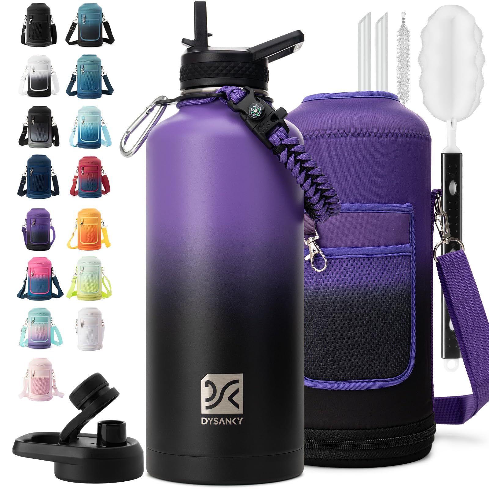DYSANKY Insulated Water Bottle 32, 40, 64,87, 128 OZ - Multiple Insulation Vacuum Sealed - Portable Sports Metal Water Jug for Outdoor Adventure