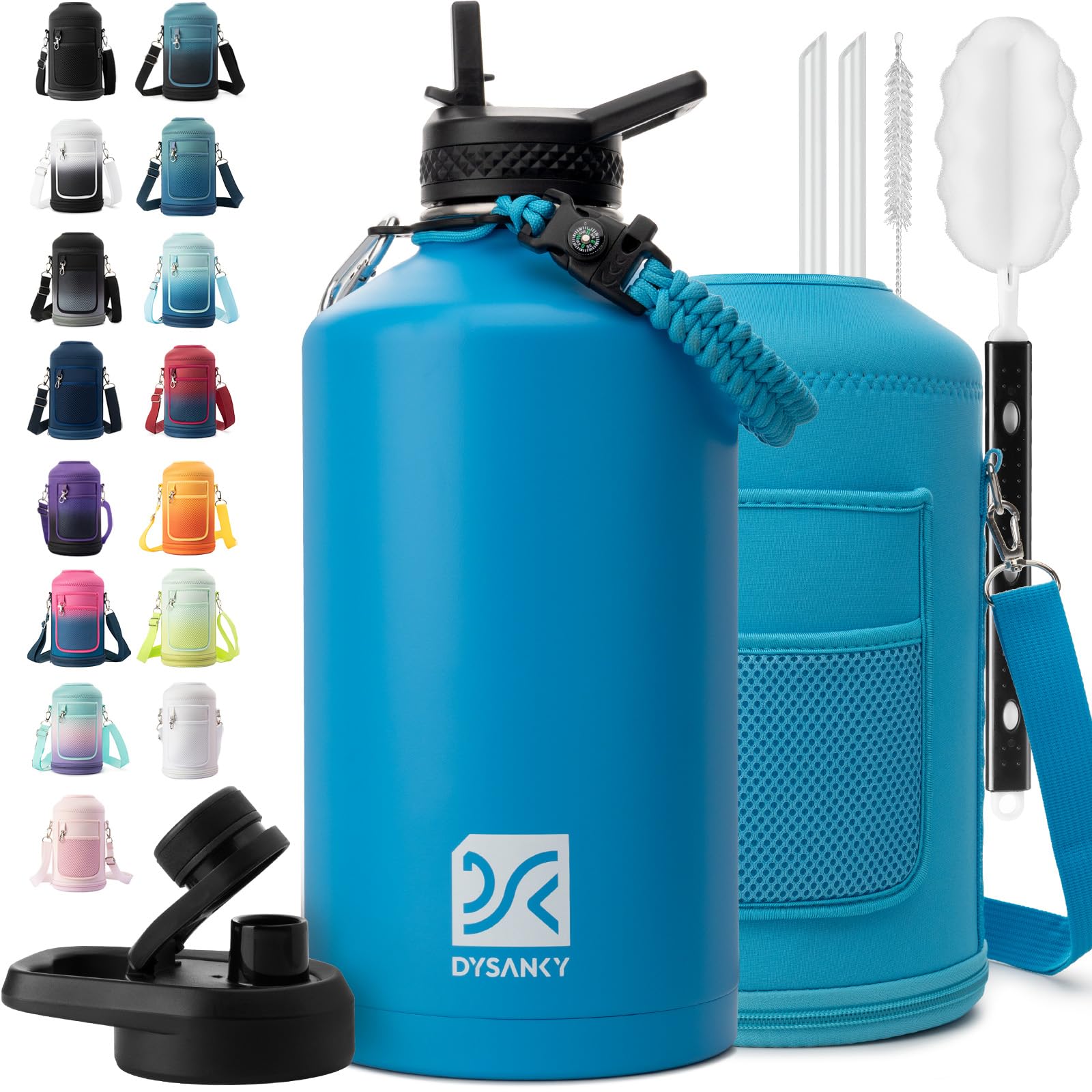 DYSANKY Insulated Water Bottle 32, 40, 64,87, 128 OZ - Multiple Insulation Vacuum Sealed - Portable Sports Metal Water Jug for Outdoor Adventure