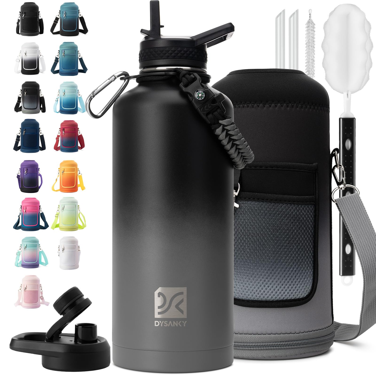 DYSANKY Insulated Water Bottle 32, 40, 64,87, 128 OZ - Multiple Insulation Vacuum Sealed - Portable Sports Metal Water Jug for Outdoor Adventure