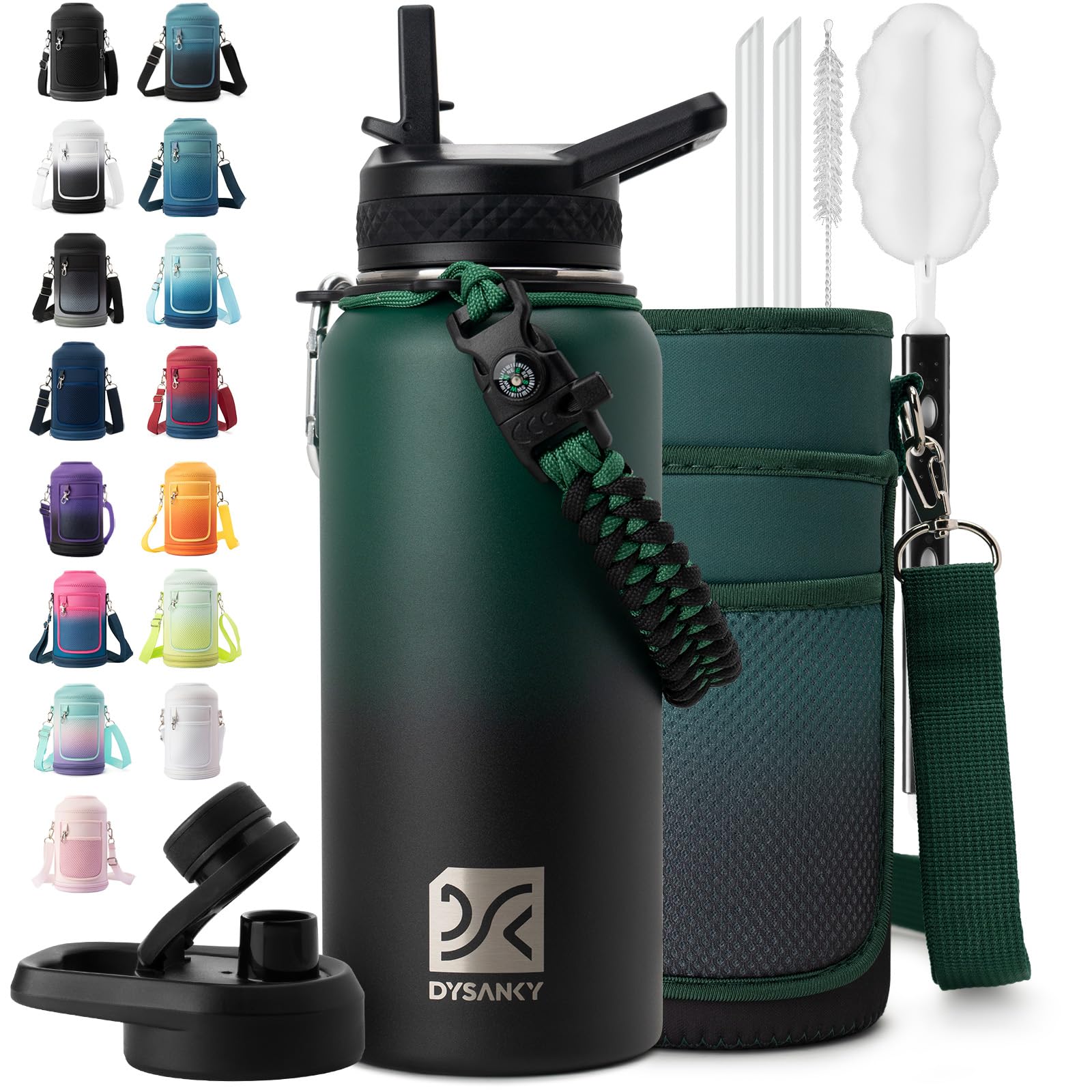 DYSANKY Insulated Water Bottle 32, 40, 64,87, 128 OZ - Multiple Insulation Vacuum Sealed - Portable Sports Metal Water Jug for Outdoor Adventure