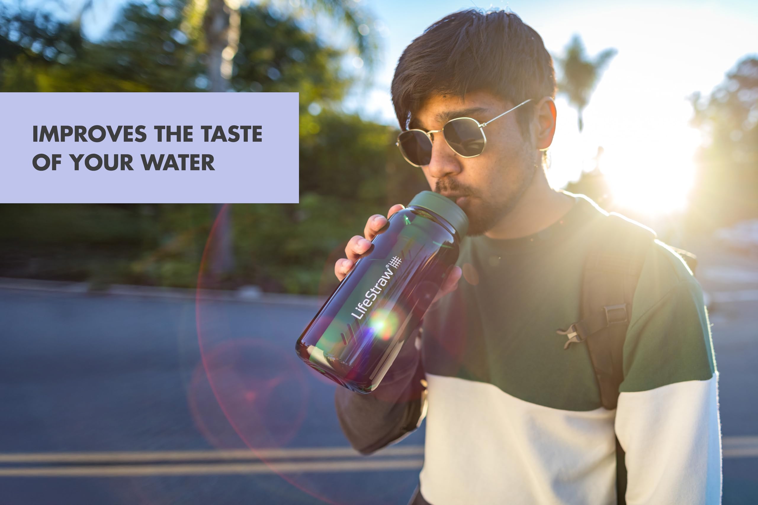 LifeStraw Go Series, BPA-Free Water Bottle for Travel and Everyday Use Removes Bacteria, Parasites, Microplastics, Improves Taste