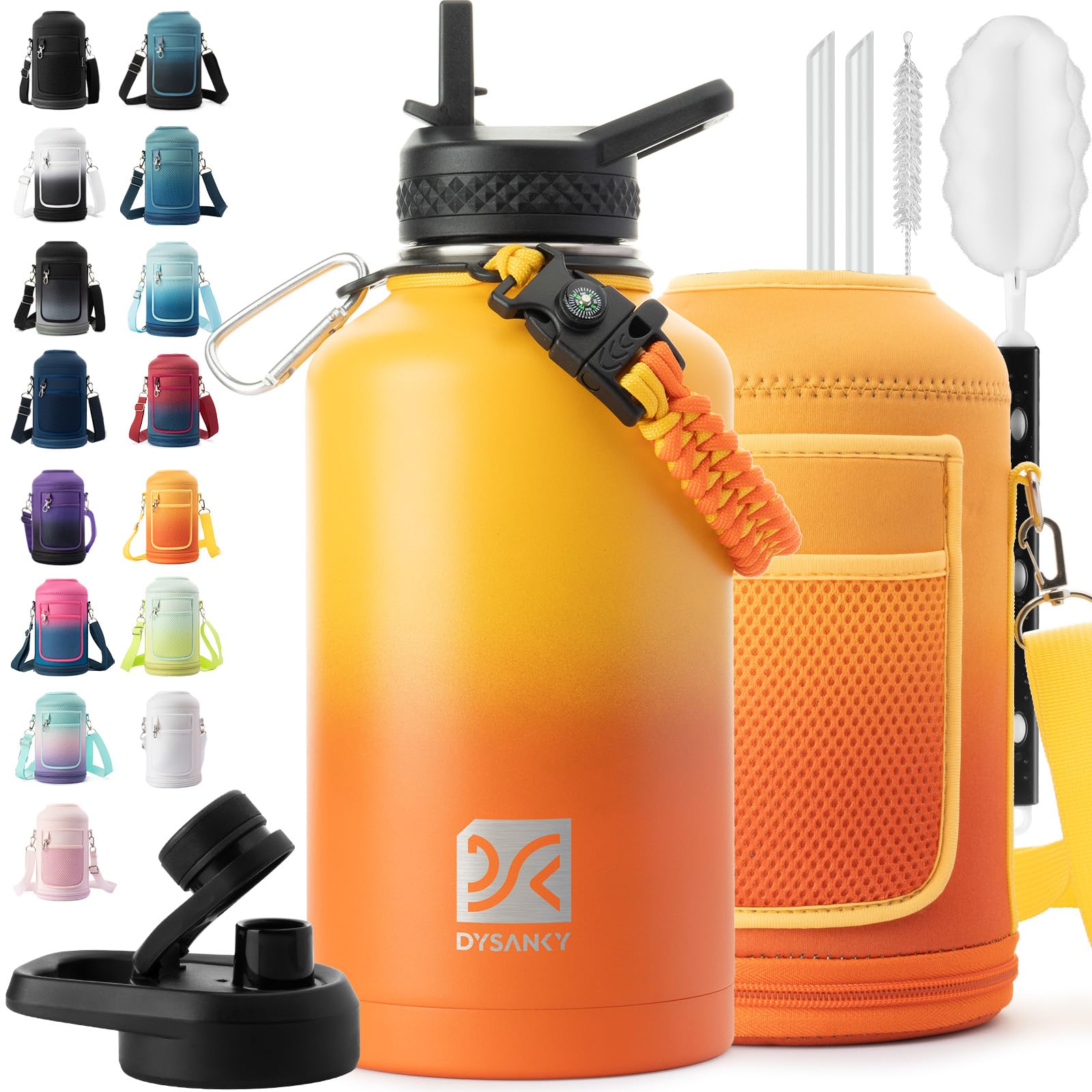 DYSANKY Insulated Water Bottle 32, 40, 64,87, 128 OZ - Multiple Insulation Vacuum Sealed - Portable Sports Metal Water Jug for Outdoor Adventure