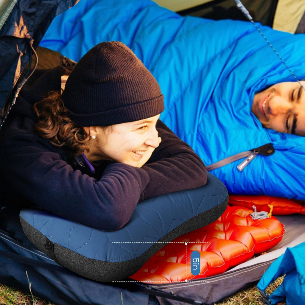 UWILLION Inflatable Camping Pillow with Removable Cover - Ultralight Inflatable Pillow Lightweight, Ergonomic and Washable for Camping, Hiking, and Travel
