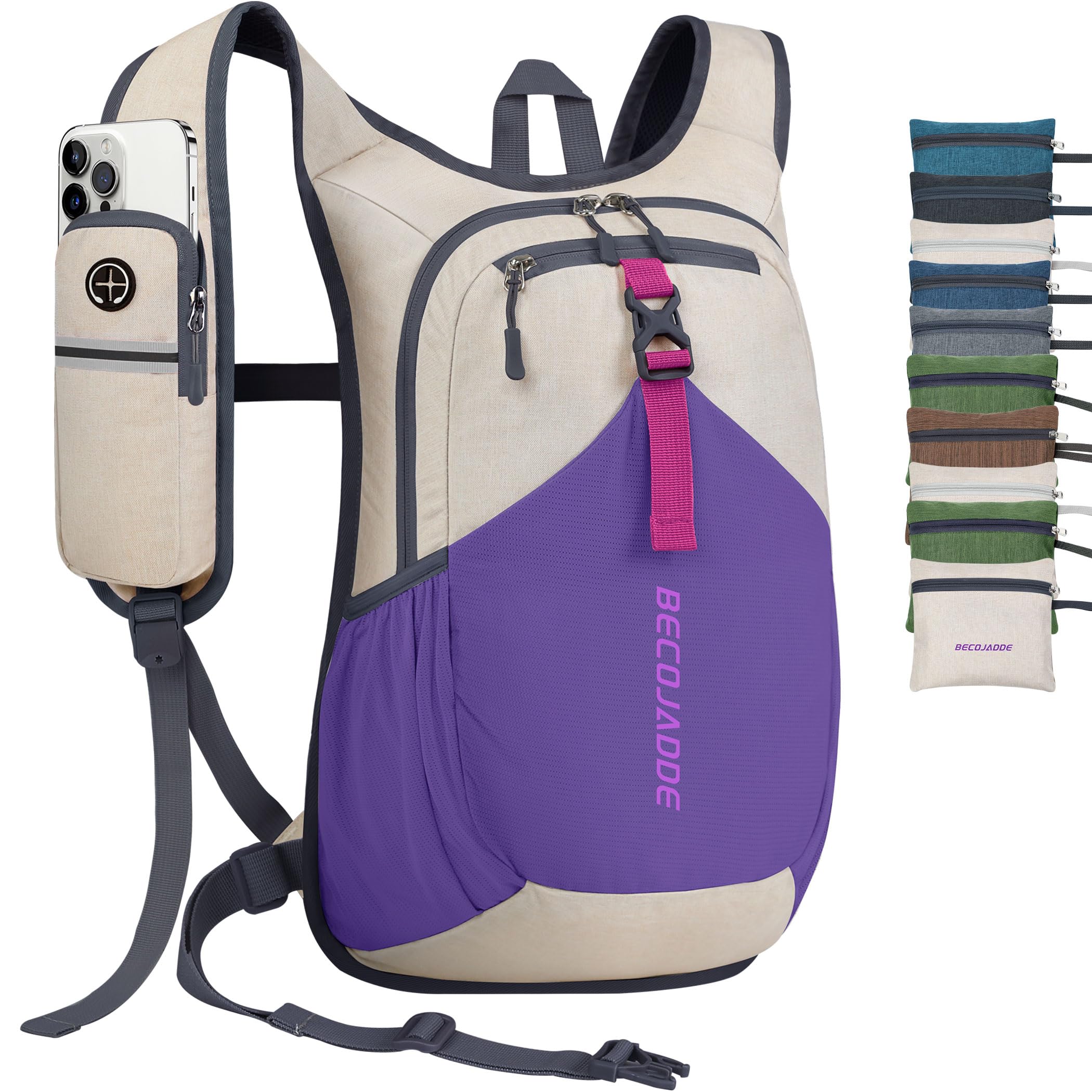 BECOJADDE 15L/ 20L Small Hiking Backpack for Men Women Foldable Light Back Pack Hiking Daypack for Travel Camping
