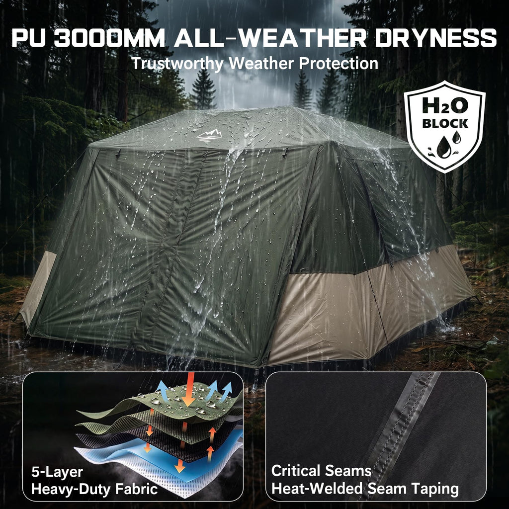 Camping Tent 6 Person Instant Tents - Cabin Tent Easy Setup in 60S with Full Rainfly,Waterproof & Windproof Spacious Breathable Portable with Carry Bag, Large Cabin Tents for Family Camping