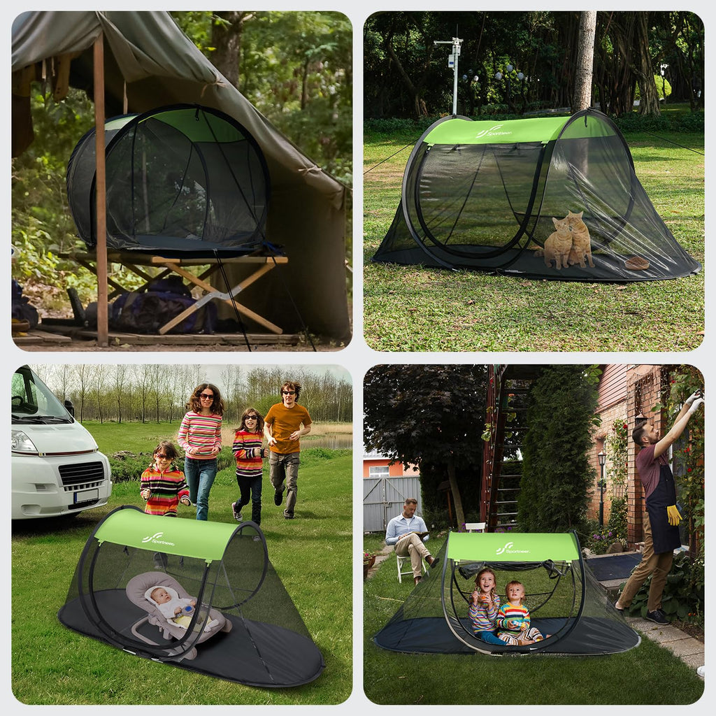 Sportneer Pop-Up Mosquito Net Tent, Instant Setup Camping Shelter for Cot or Ground, Breathable Mesh Bug Screen, Lightweight Portable Bed Canopy for Outdoor Indoor Adults Kids, 86.6''x33.5''x35.4''