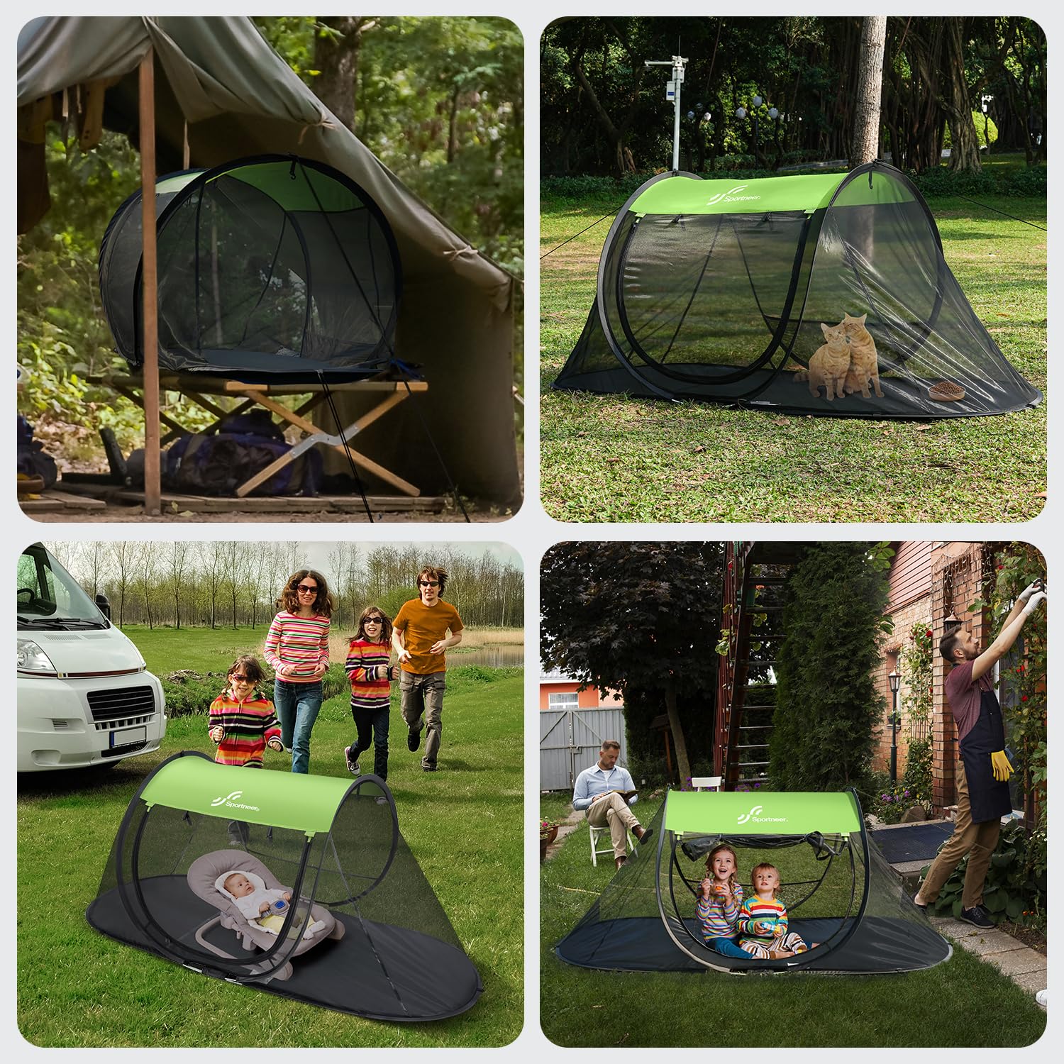 Sportneer Pop-Up Mosquito Net Tent, Instant Setup Camping Shelter for Cot or Ground, Breathable Mesh Bug Screen, Lightweight Portable Bed Canopy for Outdoor Indoor Adults Kids, 86.6''x33.5''x35.4''