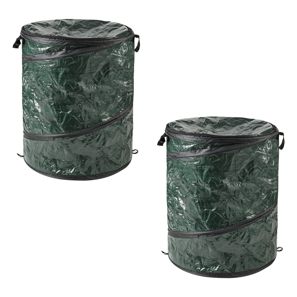Collapsible Trash Can - Pop Up Outdoor Portable Garbage Bag Holder with Zippered Lid - Recycle Bin for Camping or Parties by Wakeman