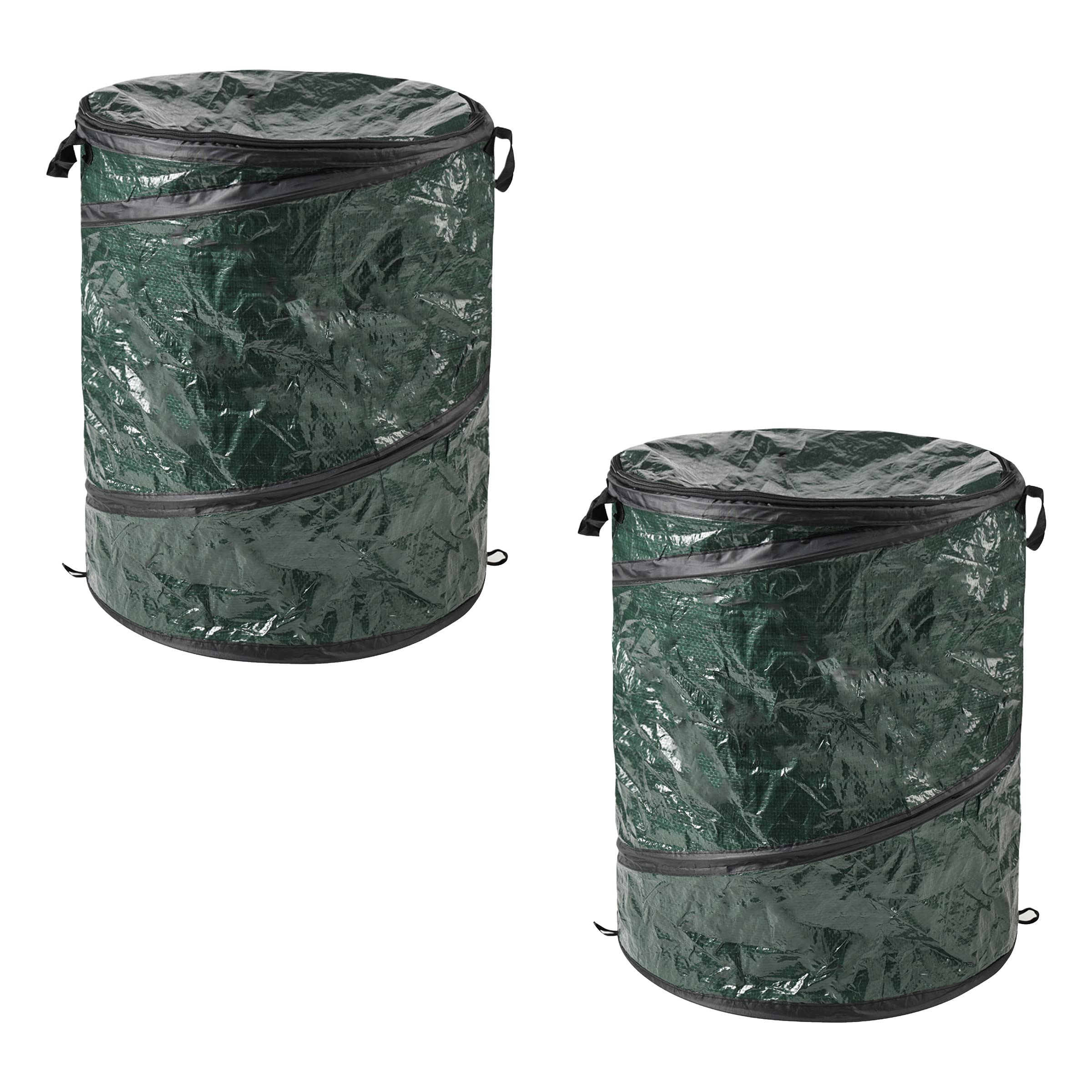 Collapsible Trash Can - Pop Up Outdoor Portable Garbage Bag Holder with Zippered Lid - Recycle Bin for Camping or Parties by Wakeman