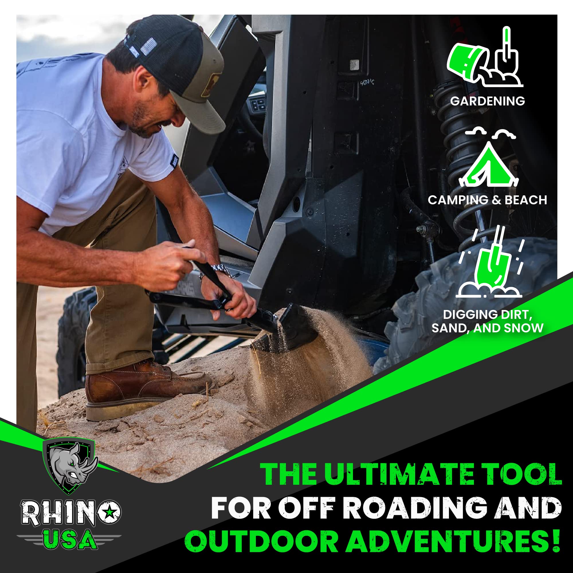 Rhino USA Folding Camping Shovel with Pick - Tactical Entrenching Tool
