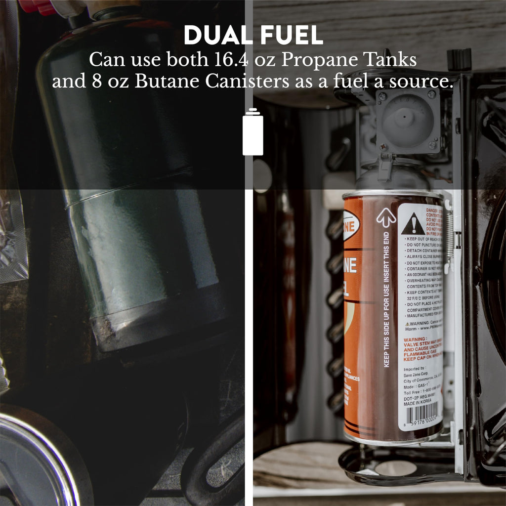 Gas One Propane or Butane Stove Dual Fuel Stove Portable Camping Stove - Patented - with Carrying Case Great for Emergency Preparedness Kit