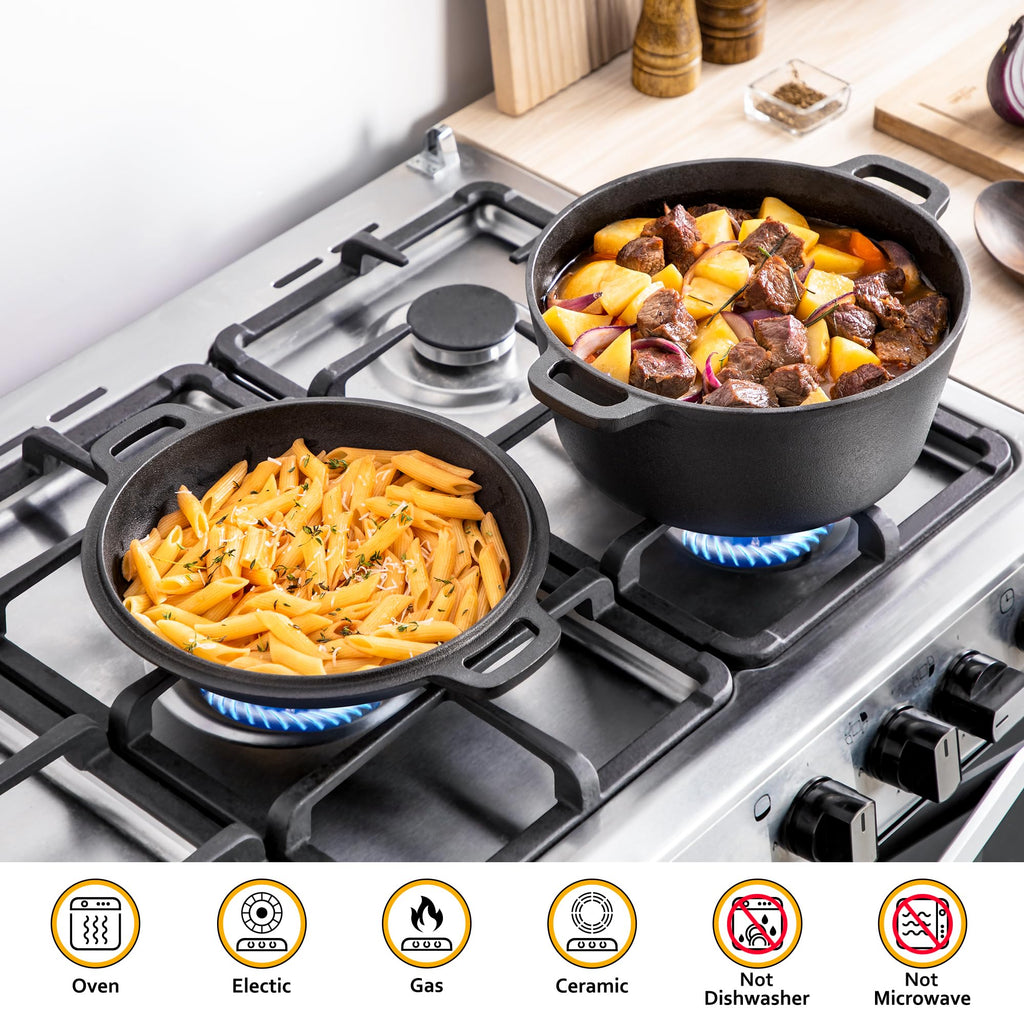 Velaze Pre-Seasoned Cast Iron Dutch Oven Pot with Lid