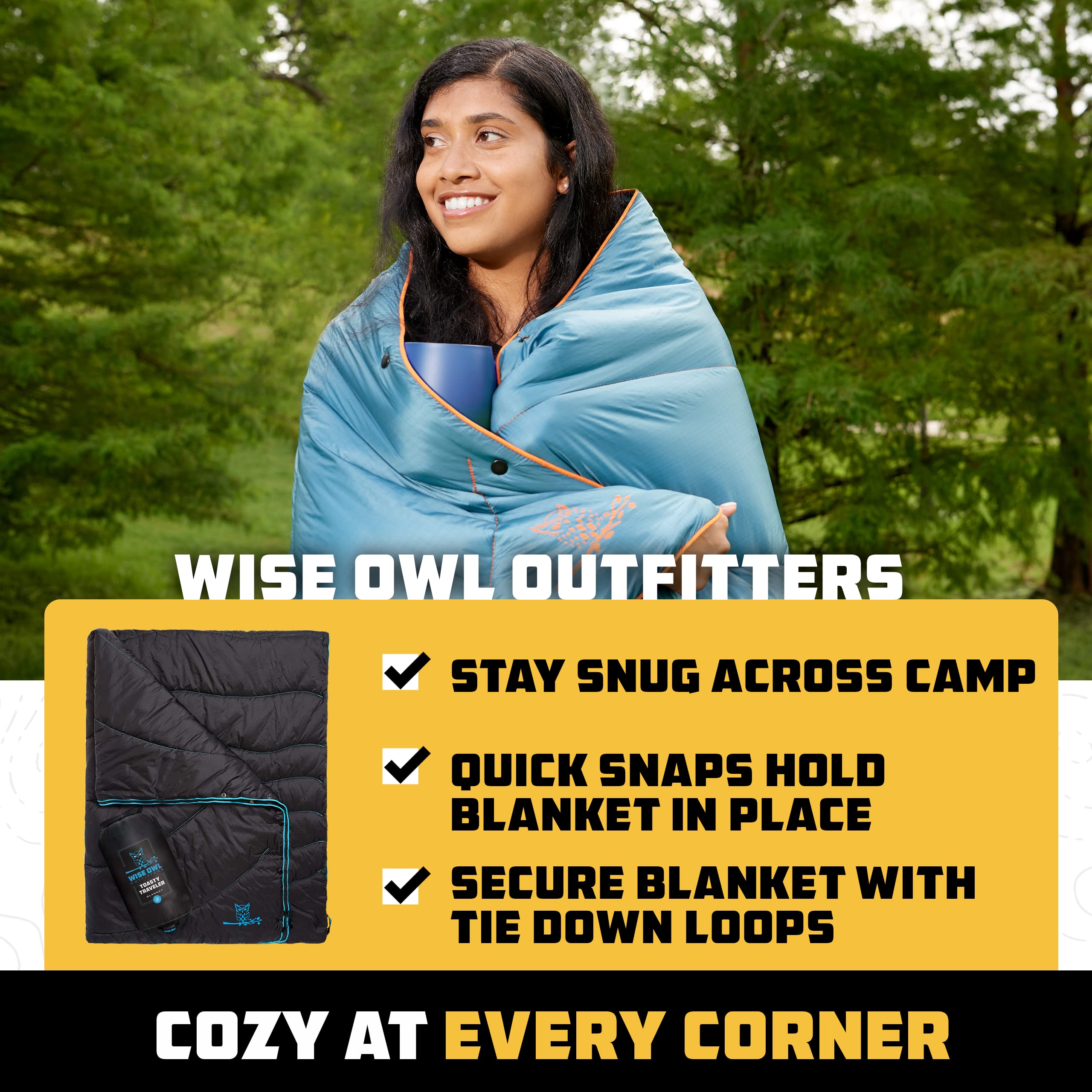 Wise Owl Outfitters Packable & Waterproof Warm Camping Quilt - Outdoor Blanket for Stadium, Backpacking, Travel, and Hiking
