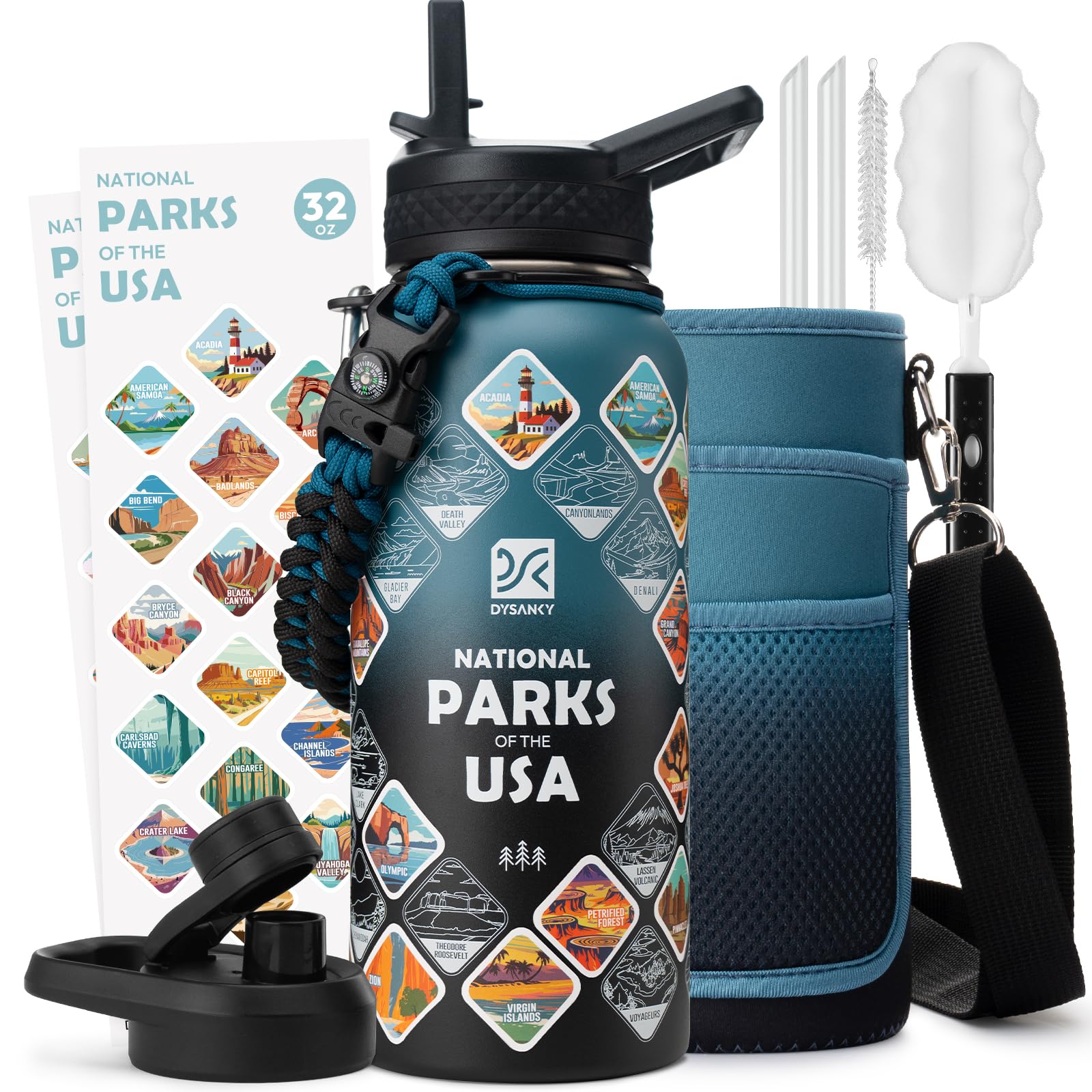 DYSANKY Insulated Water Bottle 32, 40, 64,87, 128 OZ - Multiple Insulation Vacuum Sealed - Portable Sports Metal Water Jug for Outdoor Adventure